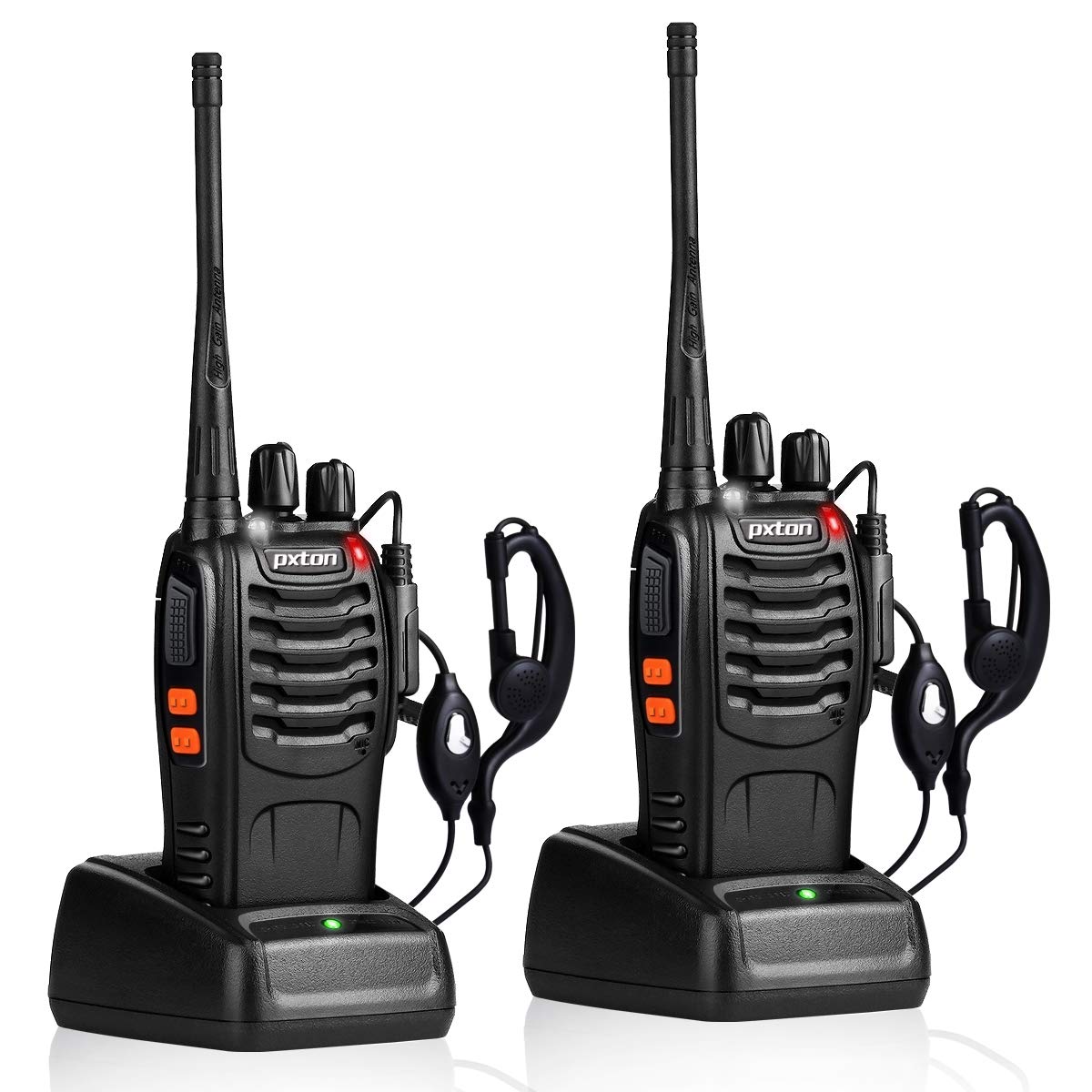 Pxton Walkie Talkies Rechargeable Long Range Two Way Radios With Earpieces,2 Way Radios Uhf Handheld Transceiver Walky Talky Wit