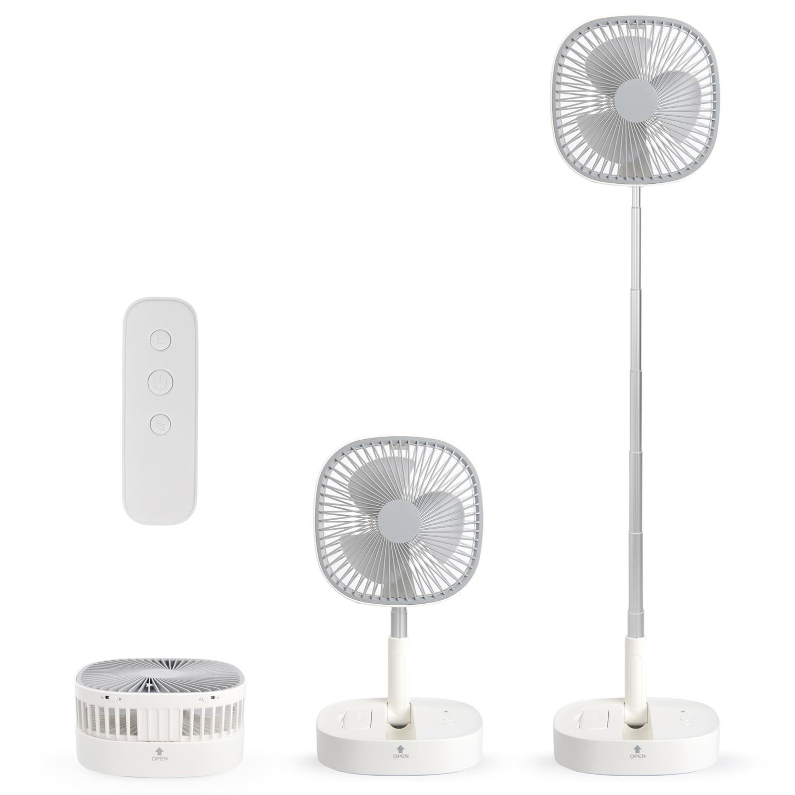 Portable Pedestal Fan   Foldaway Standing Fan Foldable Desk Fan, Use 7200Mah Rechargeable Battery, Remote Control Telescopic 4 S