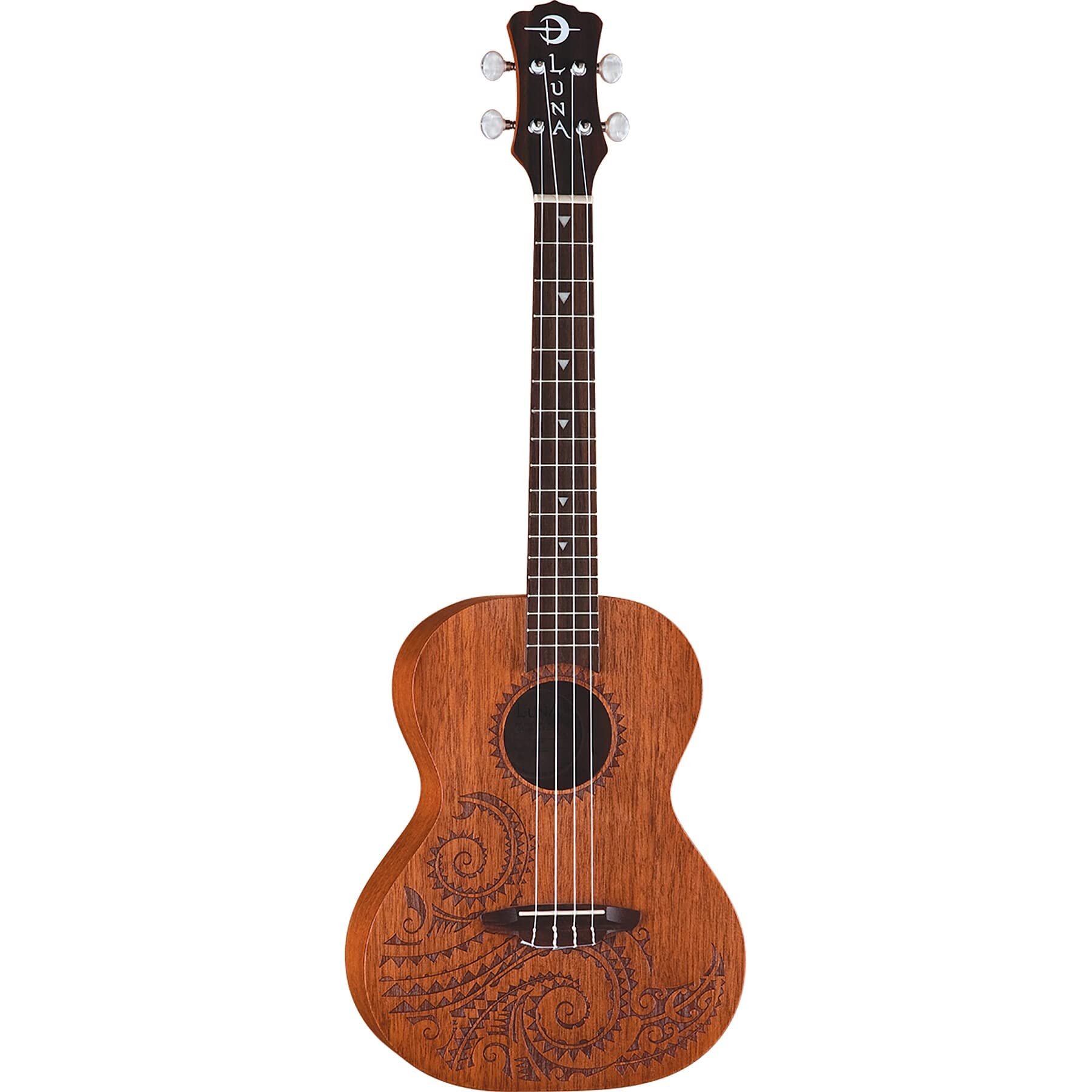 Luna Tattoo Mahogany Tenor Ukulele With Gig Bag, Satin Natural