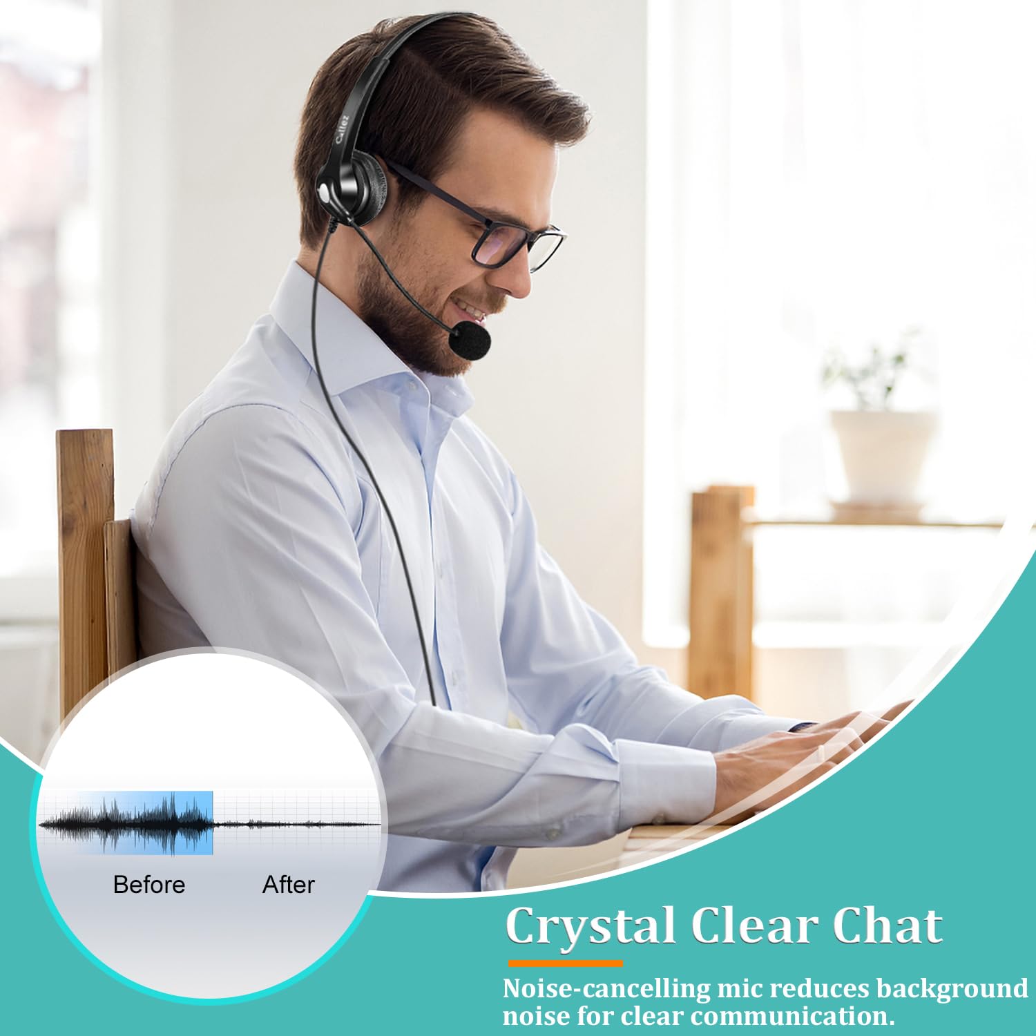 Callez 3.5Mm Headset With Microphone Noise Cancelling For Cell Phone Pc Laptop, Stereo Computer Headphones For Iphone Samsung Mac Call Center Office Skype, In Line Control, Clear Chat