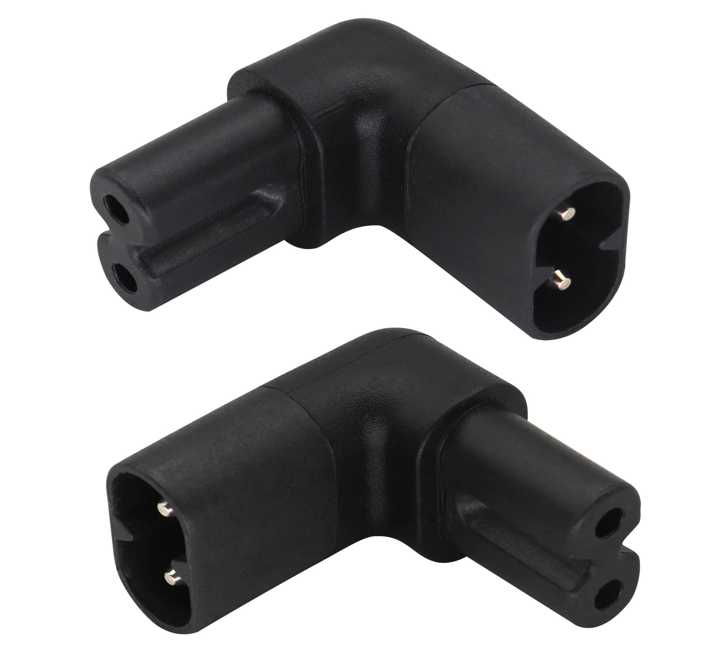 Aaotokk(2 Pack Right Angle Iec320 C8 To C7 Ac Adapter 2.5A 250V Up&Down 90 Degree Figure 8 Female To Male Ac Power Extender Iec