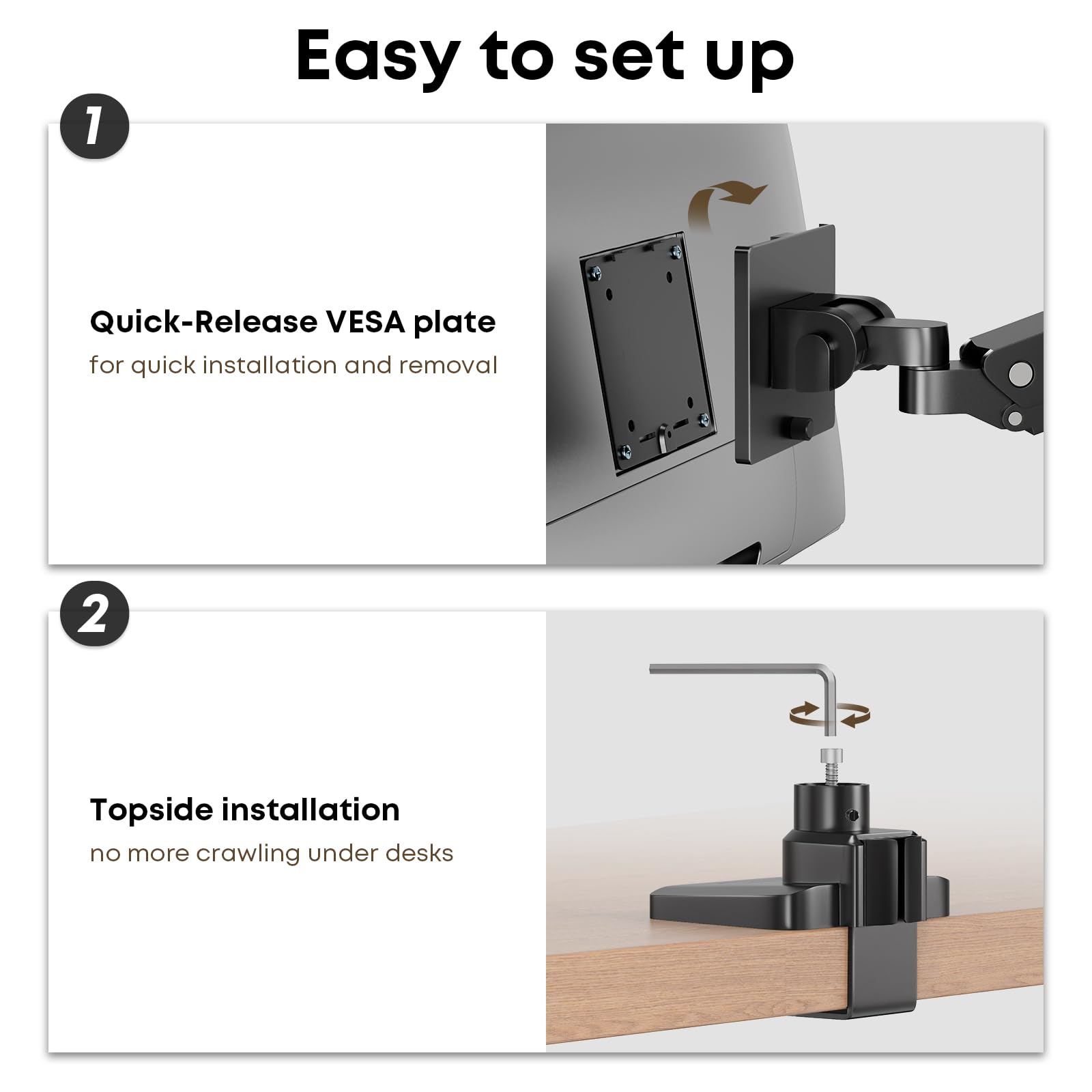 PUTORSEN 17 49 inch Premium Aluminum Heavy Duty Dual Monitor Arm for Ultrawide Screens up to 44lbs, Vertical Stacked Dual Monitor Desk Mount, Full Motion Dual Vertical Monitor Mount, VESA 75/100,Black