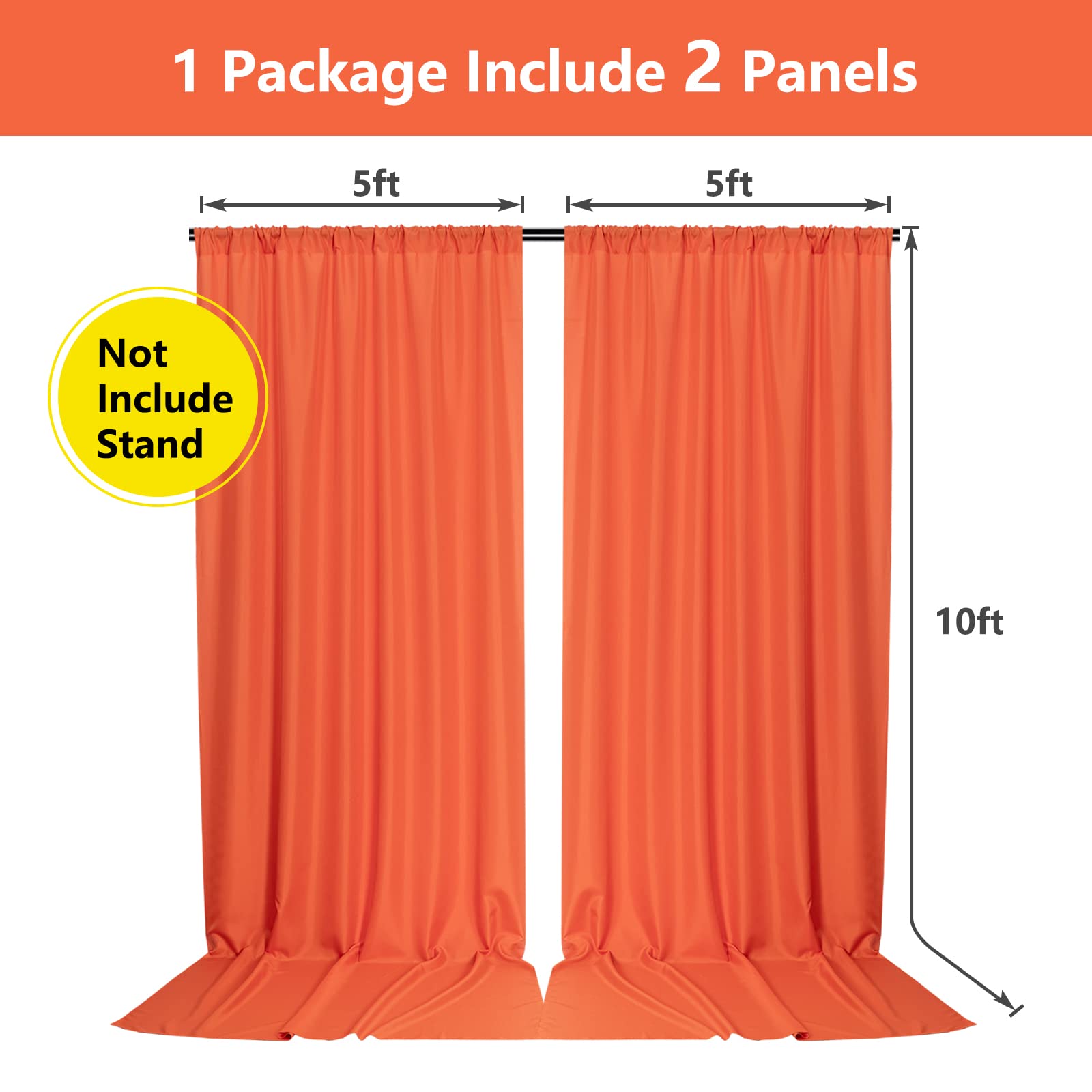 MYSKY HOME 10ft x 10ft Orange Backdrop Curtains, Light Filtering Polyester, 2 Panels for Parties & Weddings