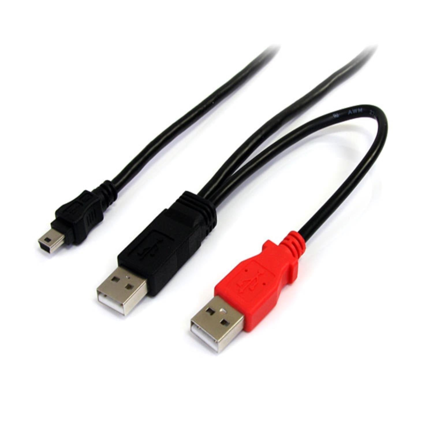 Startech.Com 1 Ft Usb Y Cable For External Hard Drive   Usb A To Mini B   Usb Cable   Usb (M) To Mini Usb Type B (M)   Usb 2.0  