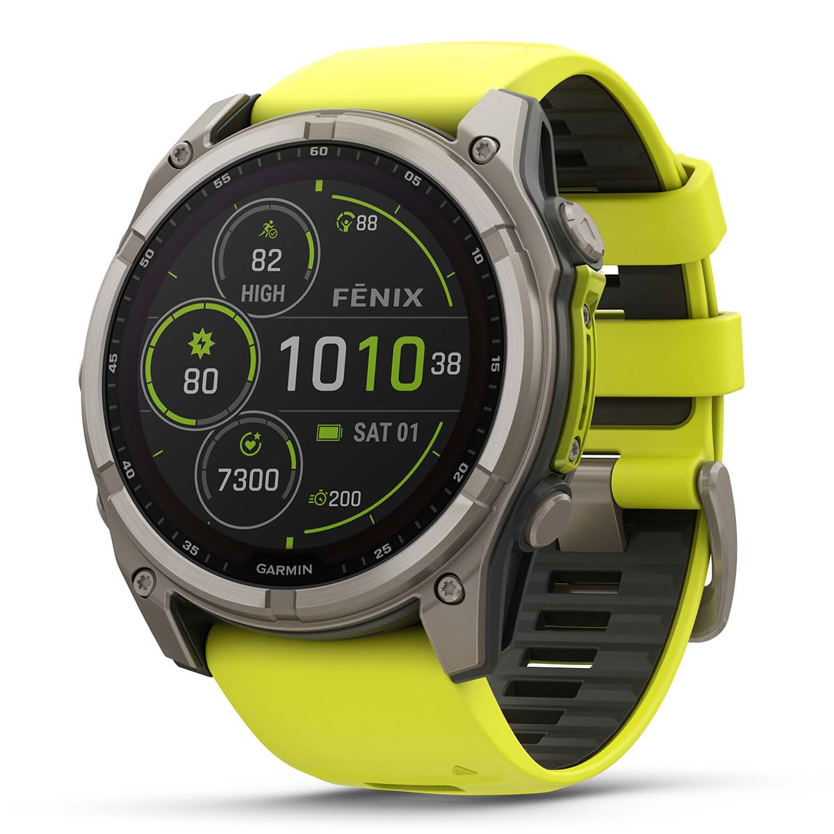 Playbetter Garmin Fenix 8 Solar Sapphire (51Mm, Titanium/Amp Yellow) Multisport Gps Smartwatch Bundle - 1.4    Touchscreen, Buil