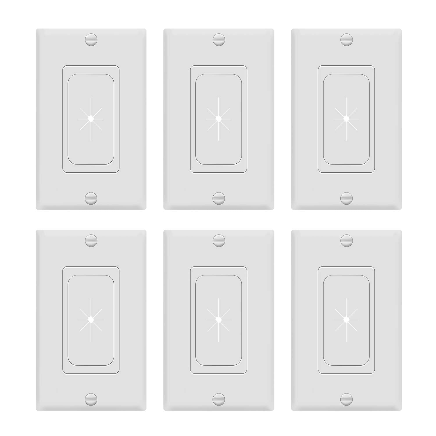 TOPGREENER Flexible Rubber Wall Grommet Insert with Decorator Wall Plate, Pass Through Plate for Low-Voltage Cables, Size 1-Gang