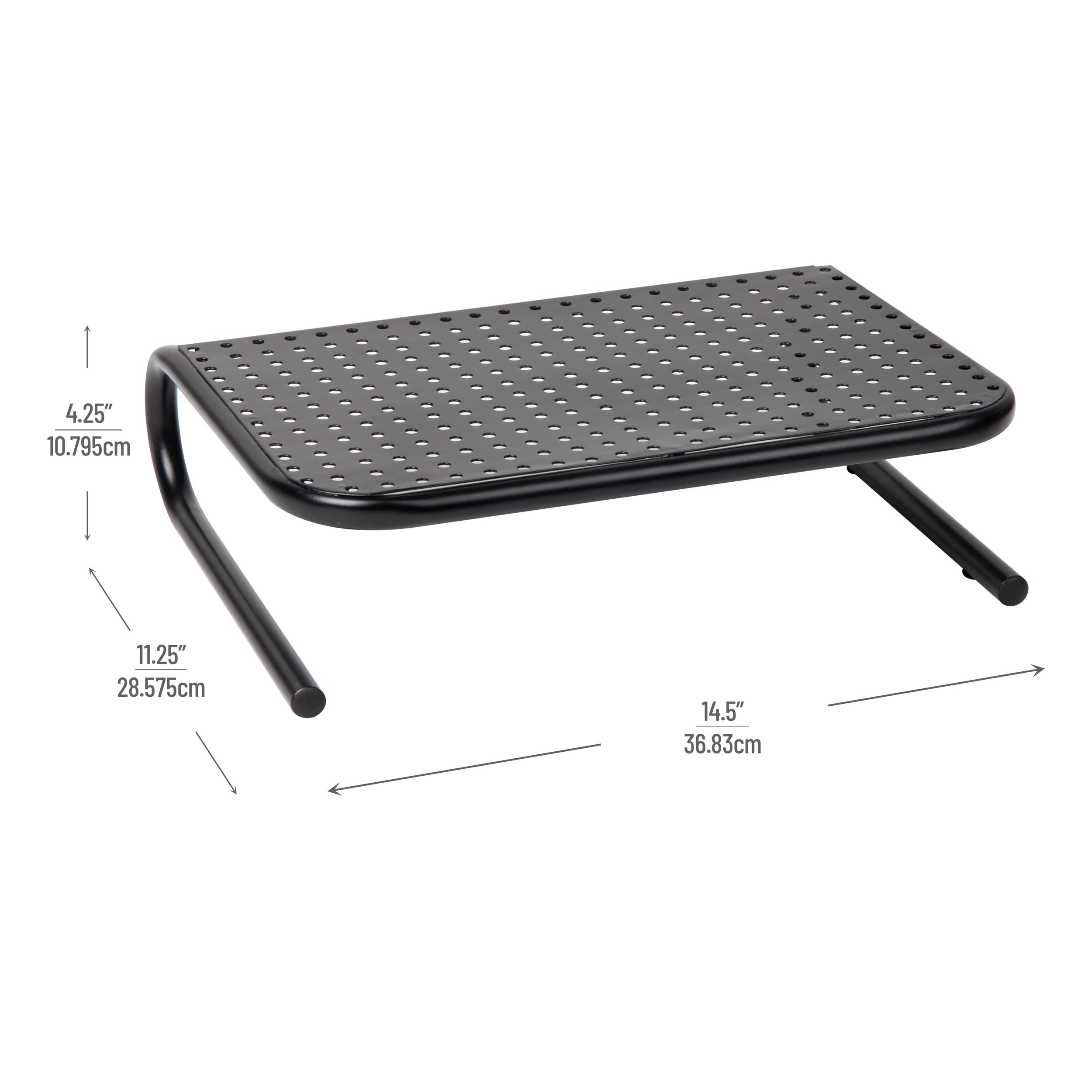 Mind Reader Monitor Stand, Ventilated Laptop Riser, Desktop Organizer, Metal, 14.5'L x 11.25'W x 4.25'H, Set of 2, Black