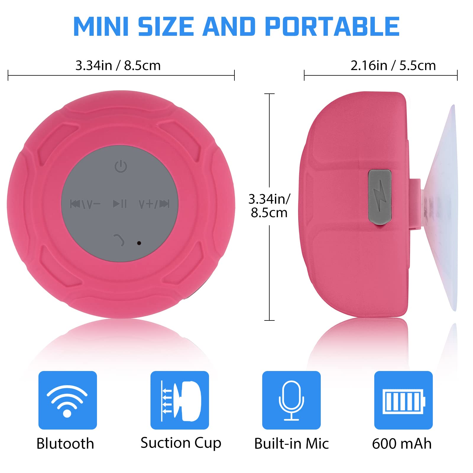 Annlend Waterproof Bluetooth Shower Speaker Portable Wireless Water Resistant Speaker Suction Cup,Built In Mic Gifts For Kids Sp