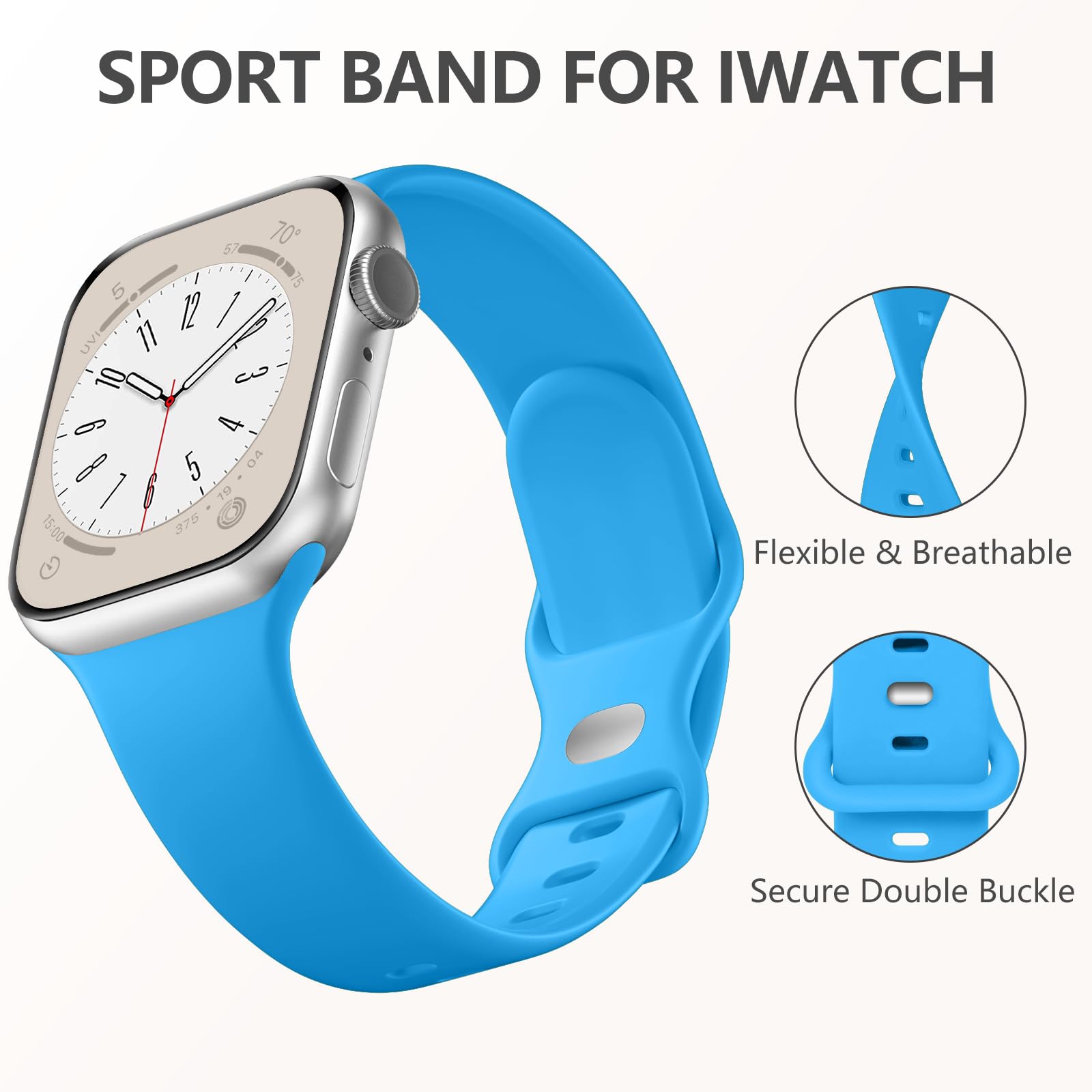 Daqin Sport Band Compatible With Apple Watch Band 46Mm 45Mm 44Mm 42Mm Women Men, Soft Silicone Waterproof Replacement Strap For