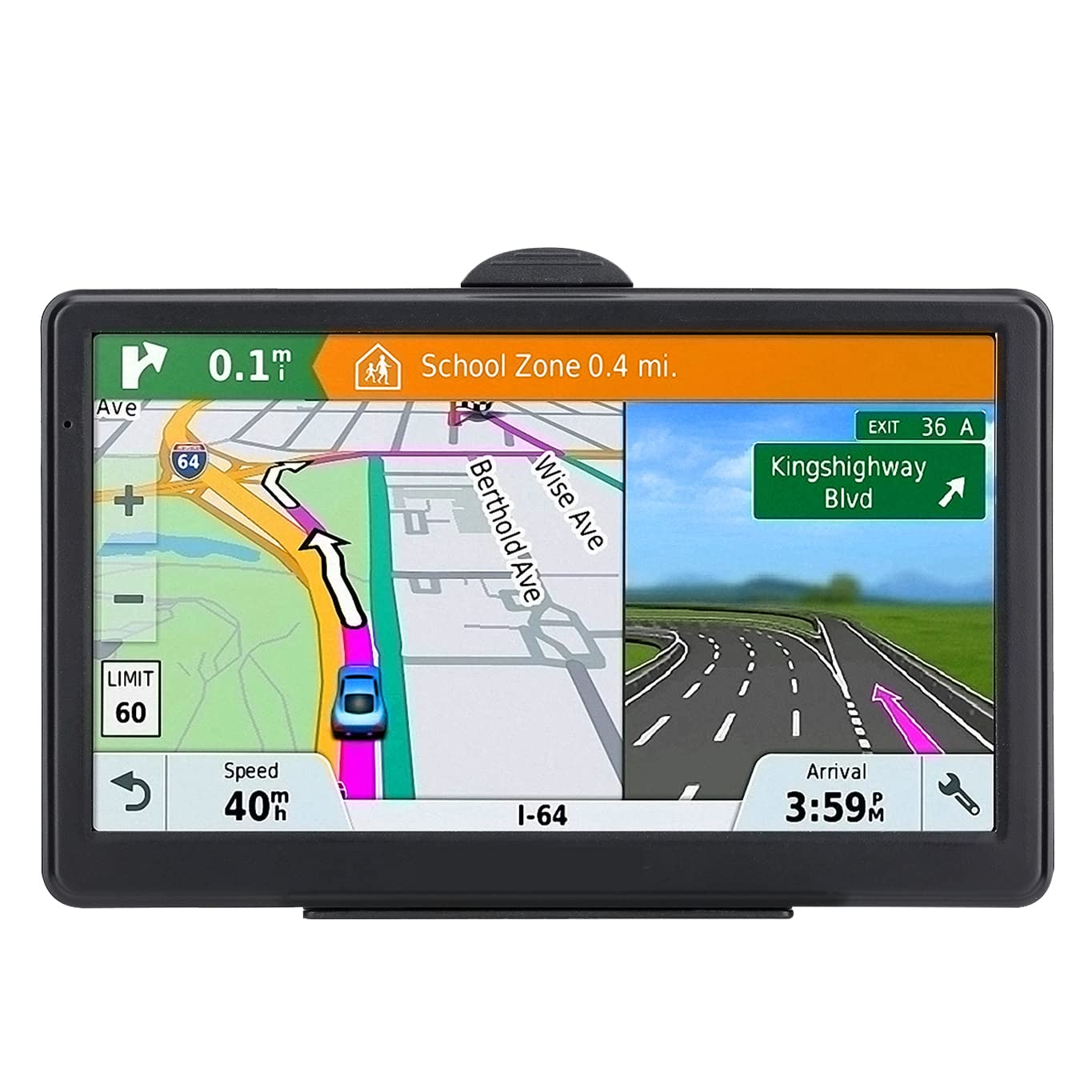 Gps Navigation For Car, 2024 Map 7 Inch Touch Screen Car Gps 256 8Gb, Voice Turn Direction Guidance, Support Speed And Red Light