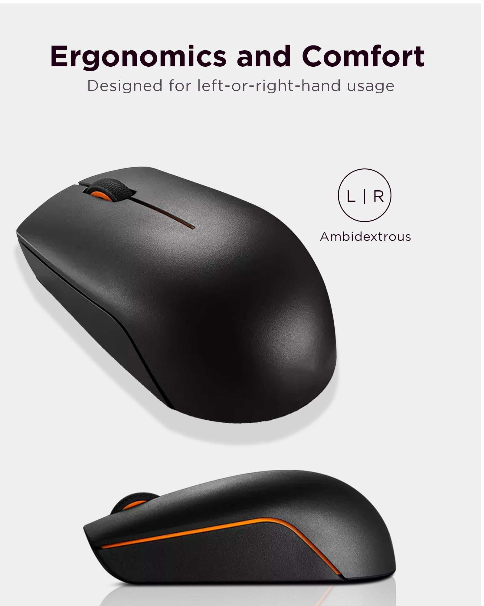 Lenovo 300 Wireless Compact Mouse, Black, 1000 Dpi, Ultra Portable Design, Up To 12 Months Battery Life, Gx30K79402