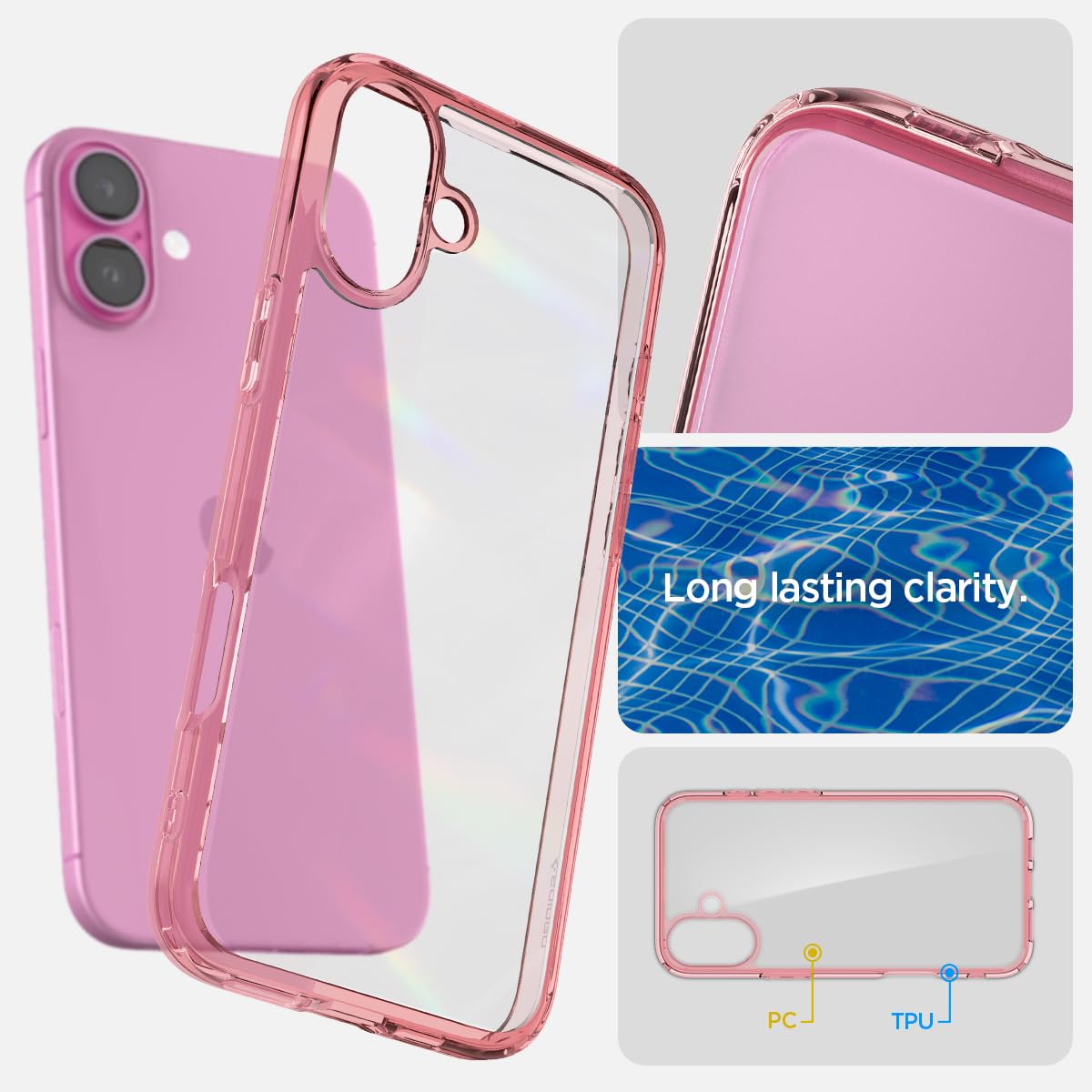 Spigen Ultra Hybrid Designed For Iphone 16 Case [Not Compatible With Magsafe], [Anti Yellowing], [Military Grade Protection]   R