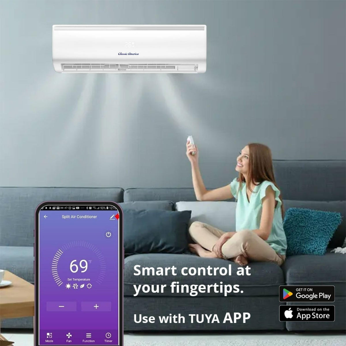 Vtronix Classic America 12,000 BTU Ductless Wall Mount Mini Split ...