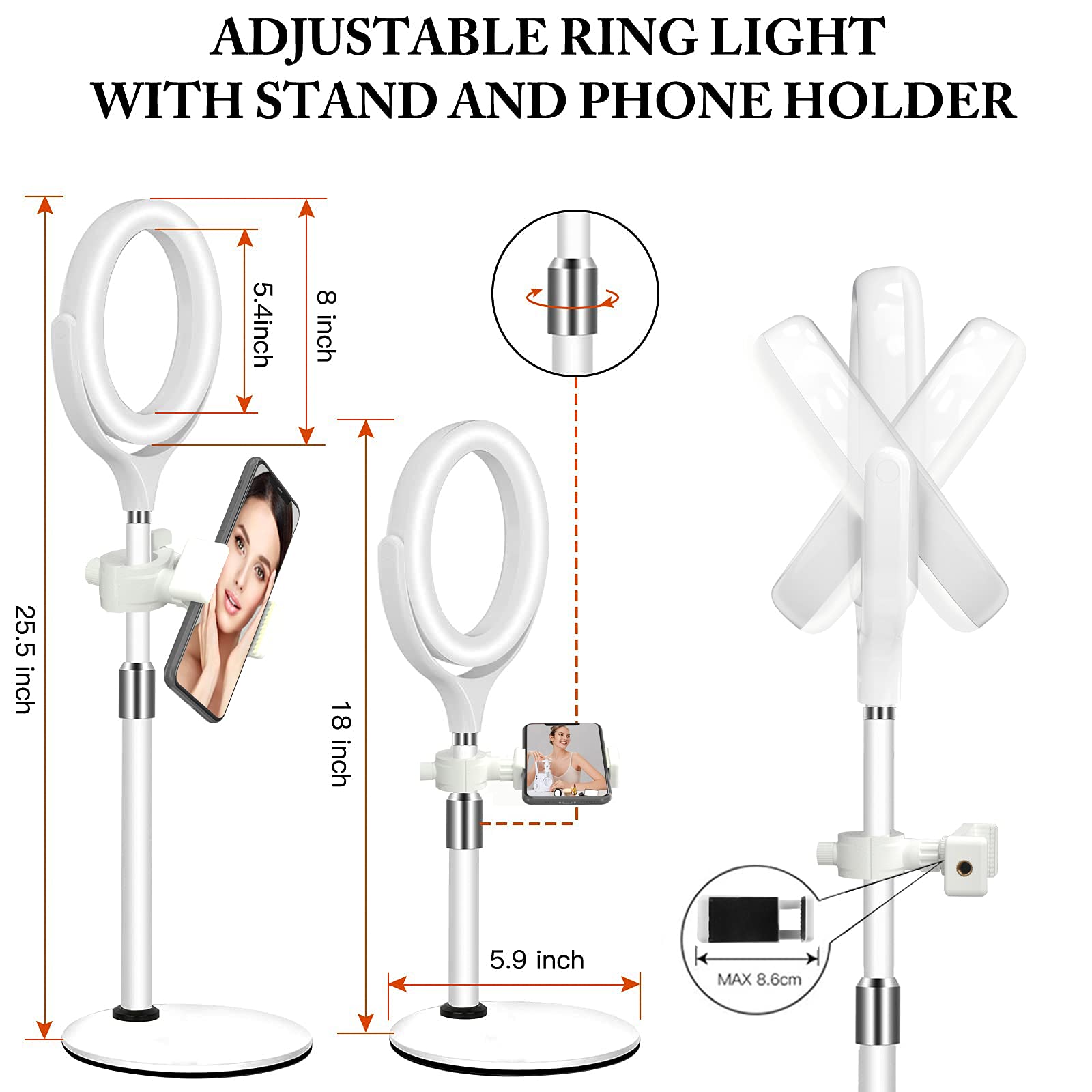 Desktop Ring Light With Stand For Computer Video Conference Lighting, Zoom Light, Online Virtual Meeting, Video Call, Selfie Lig