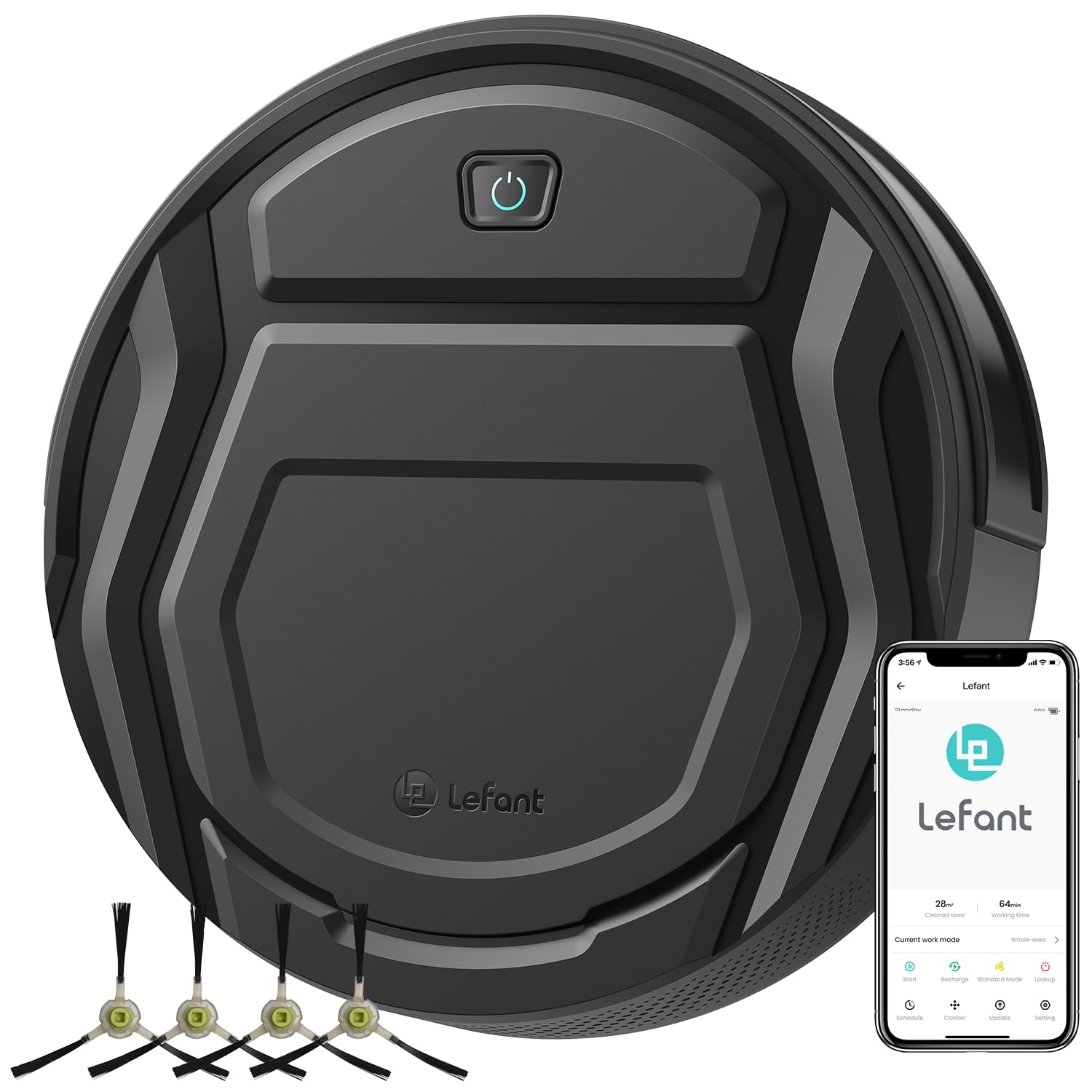 Lefant M210 Robotic Vacuums, 120 Mins Runtime, Powerful Suction, Small Body, Low Noise, Scheduled Cleaning, Automatic Self Charg