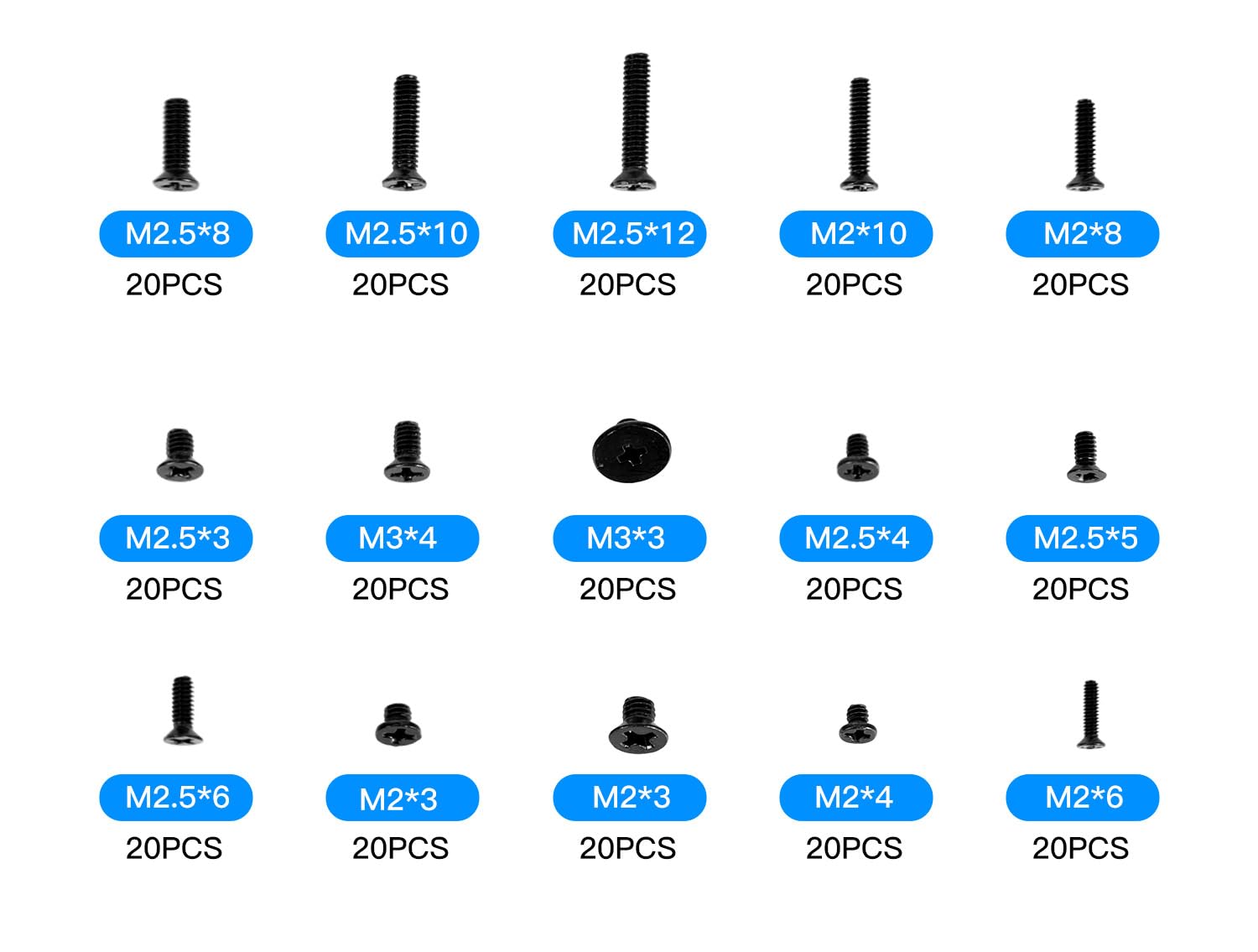 300Pcs Computer Notebook Laptop Screws Assortment Kit, 12 Sizes M2.5 M2 M3 Laptop Screws For Lenovo Dell Hp Asus Samsung Toshiba