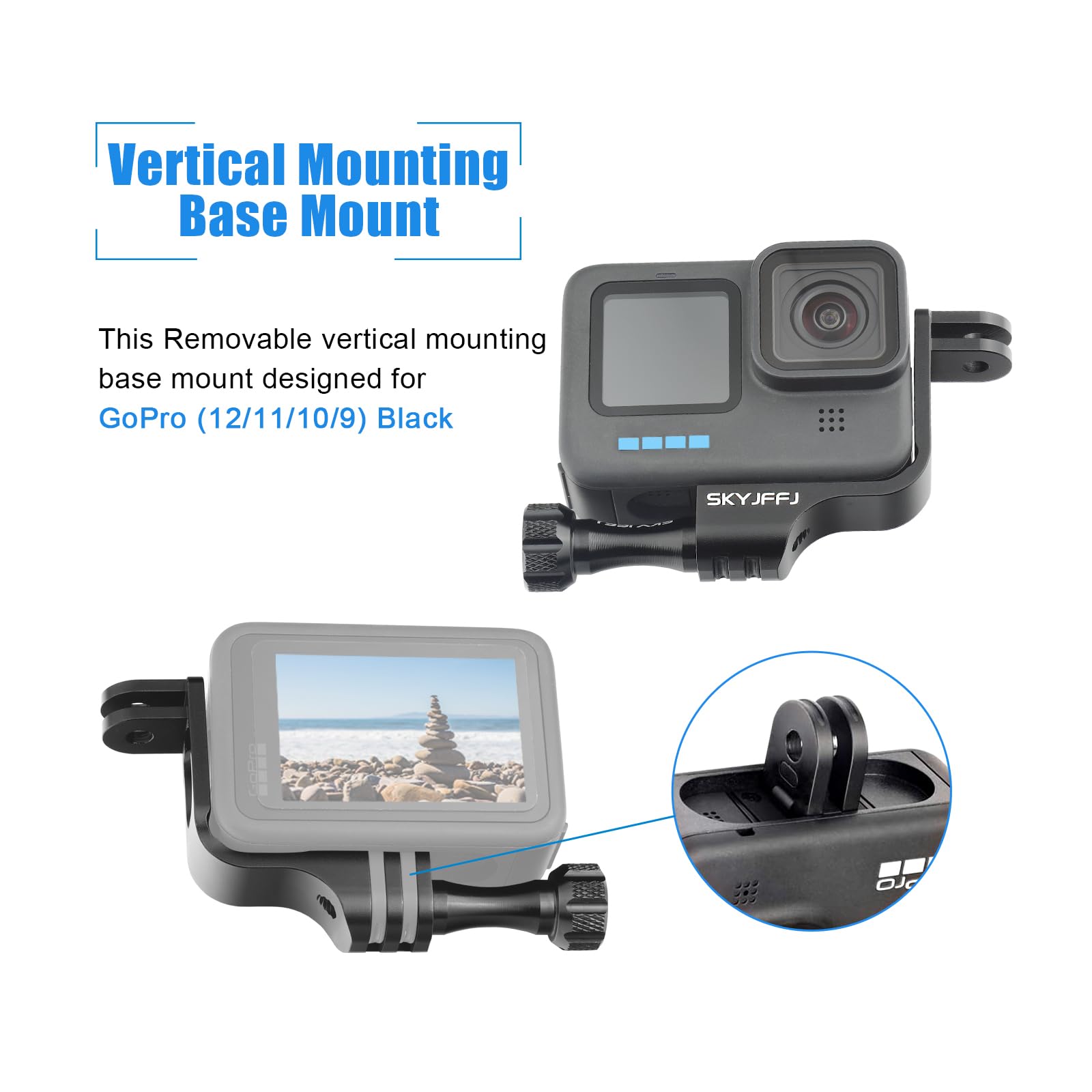 Skyjffj 90 Degree Aluminum Vertical Bracket Adapter For Gopro Hero 13/12/11/10/9 Black (Plum Blossom)