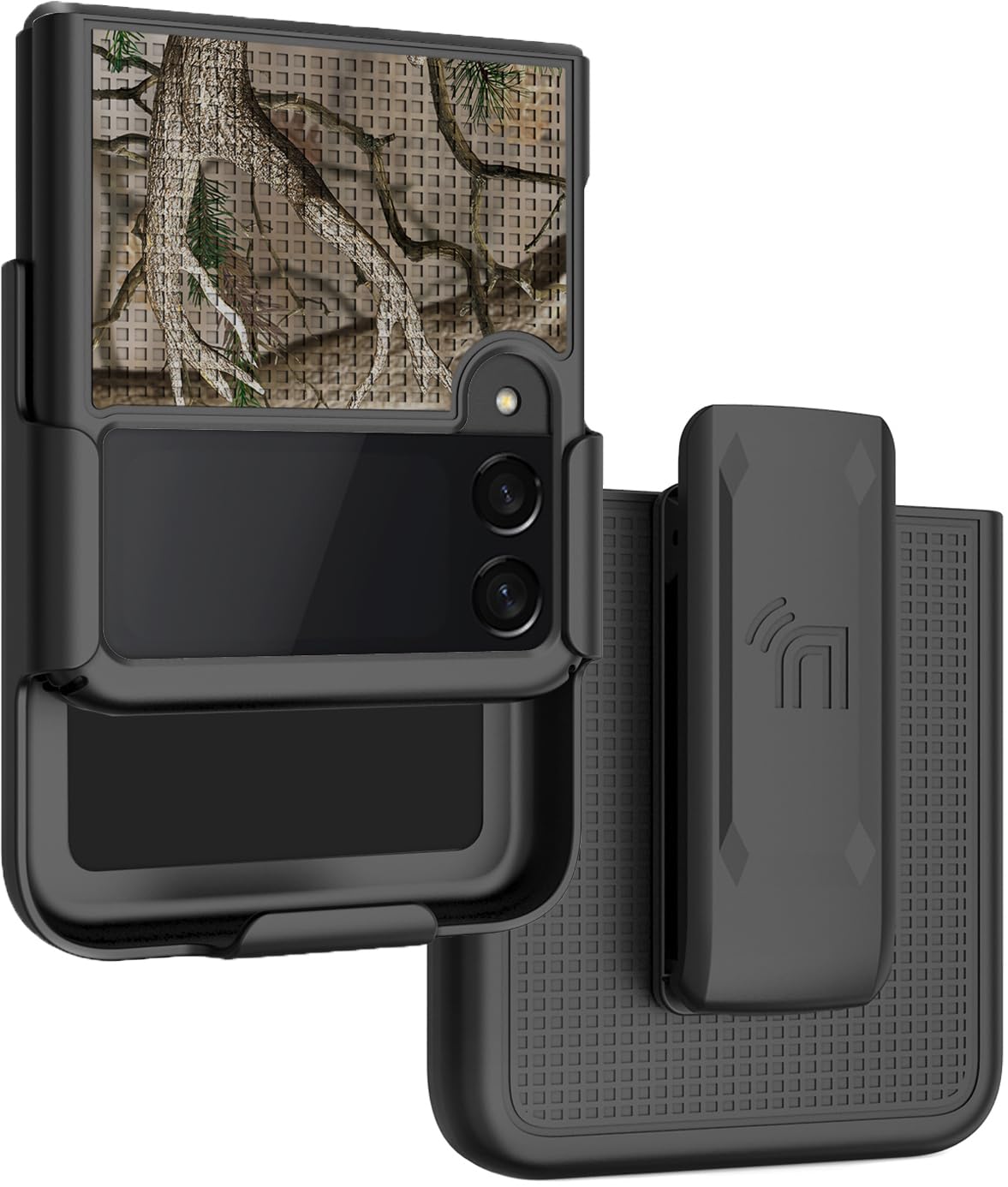 Case With Clip For Galaxy Z Flip 3 5G, Nakedcellphone Slim Hard Shell Cover And Belt Hip Holster Holder For Samsung Z Flip3 Phon