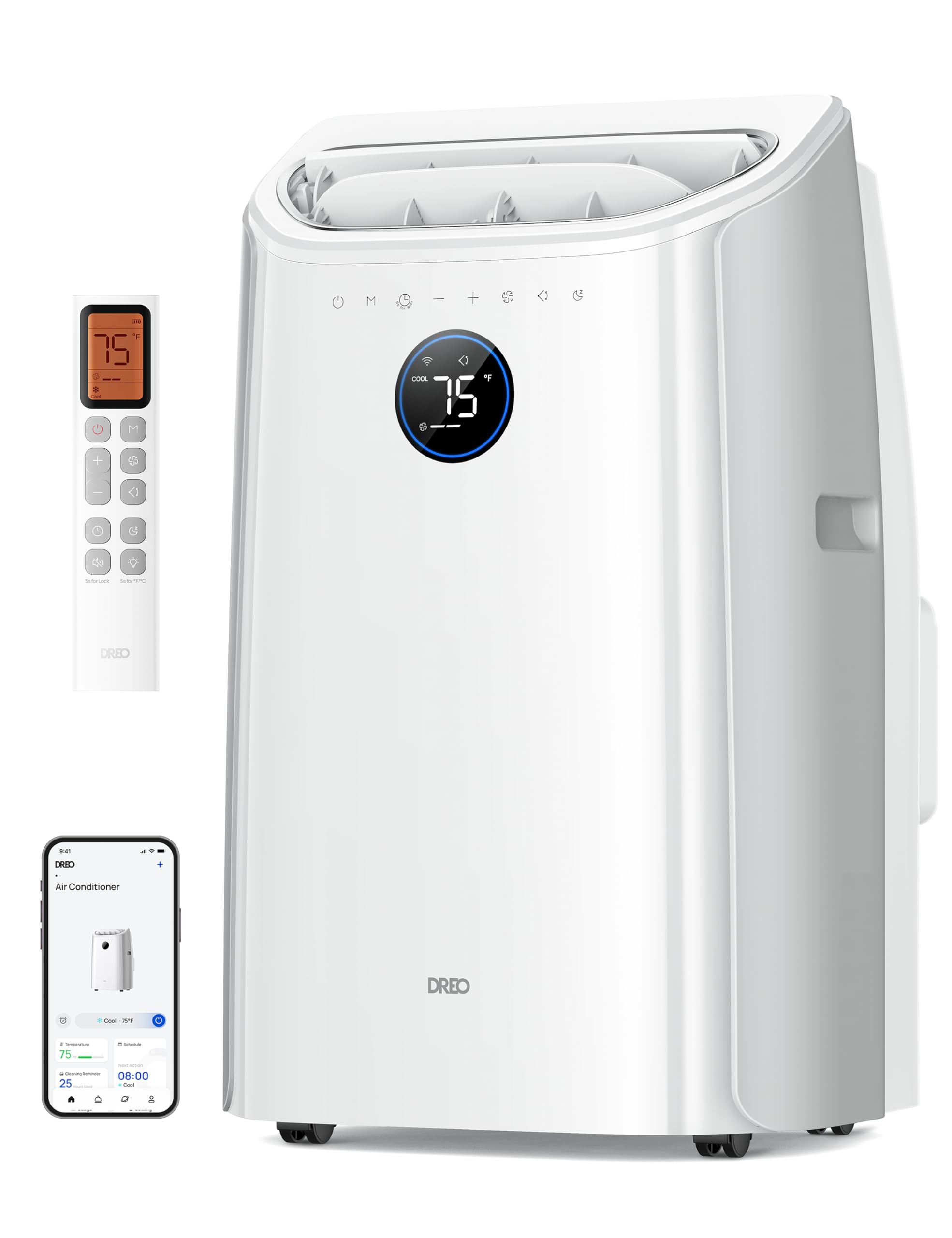 DREO Inverter Dual-Hose Portable Air Conditioners 740S, High Efficiency, 14000 BTU ASHRAE (10000 BTU DOE) 42dB Quiet Smart AC Un