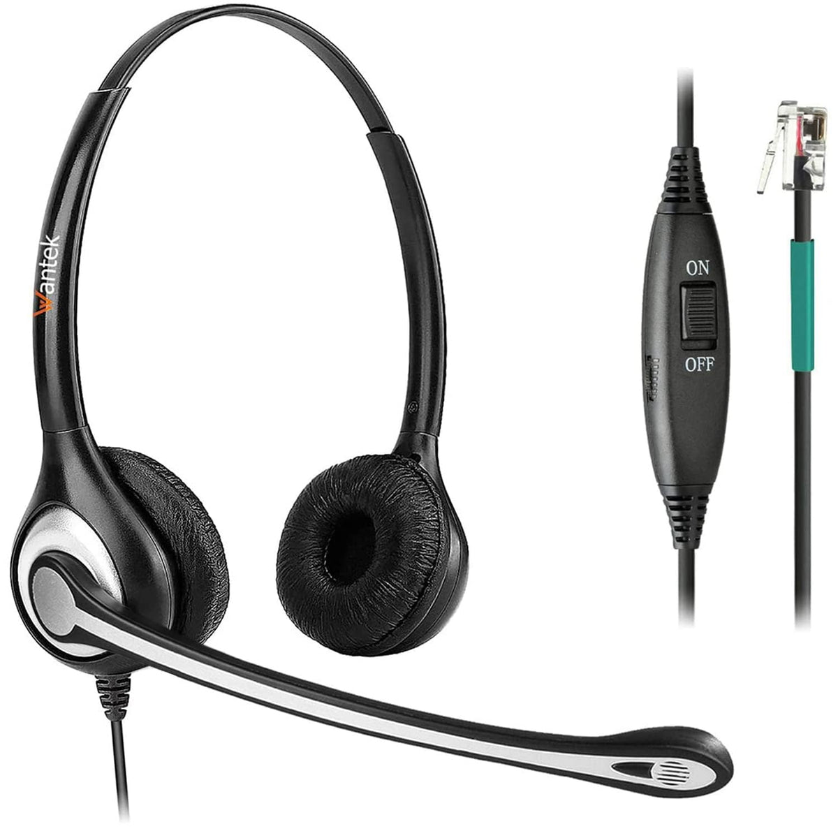 Wantek Rj9 Telephone Headset With Microphone Noise Cancelling, Office Phone Headset Compatible With Plantronics S12 Polycom Vvx3