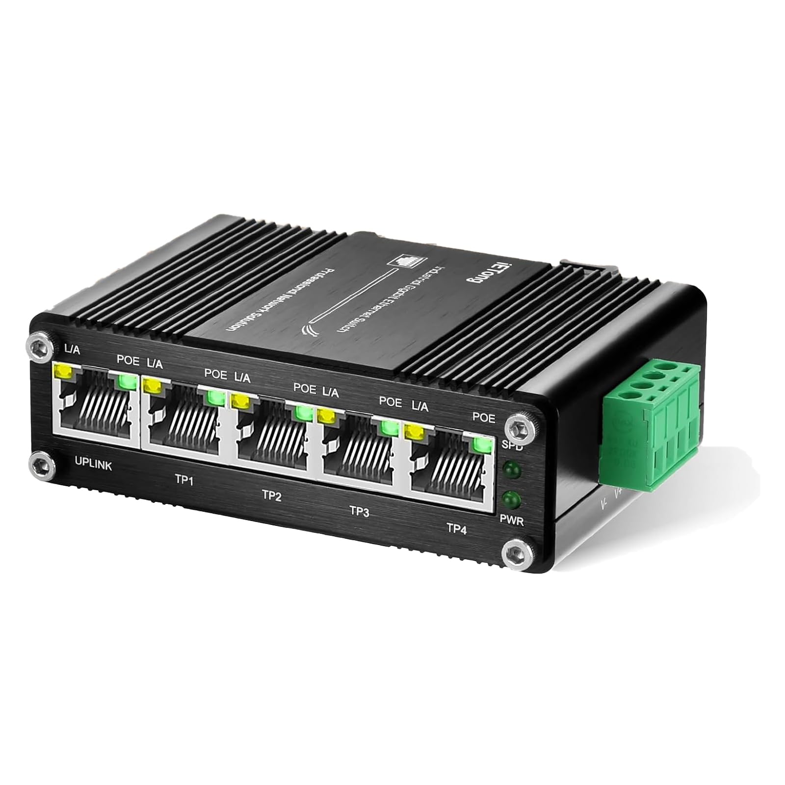 5 Port Industrial Poe Switch, Industrial Ethernet Network Gigabit Outdoor Switch, 10,100,1000 Mbps Rj45 10 Gbps Capacity For The