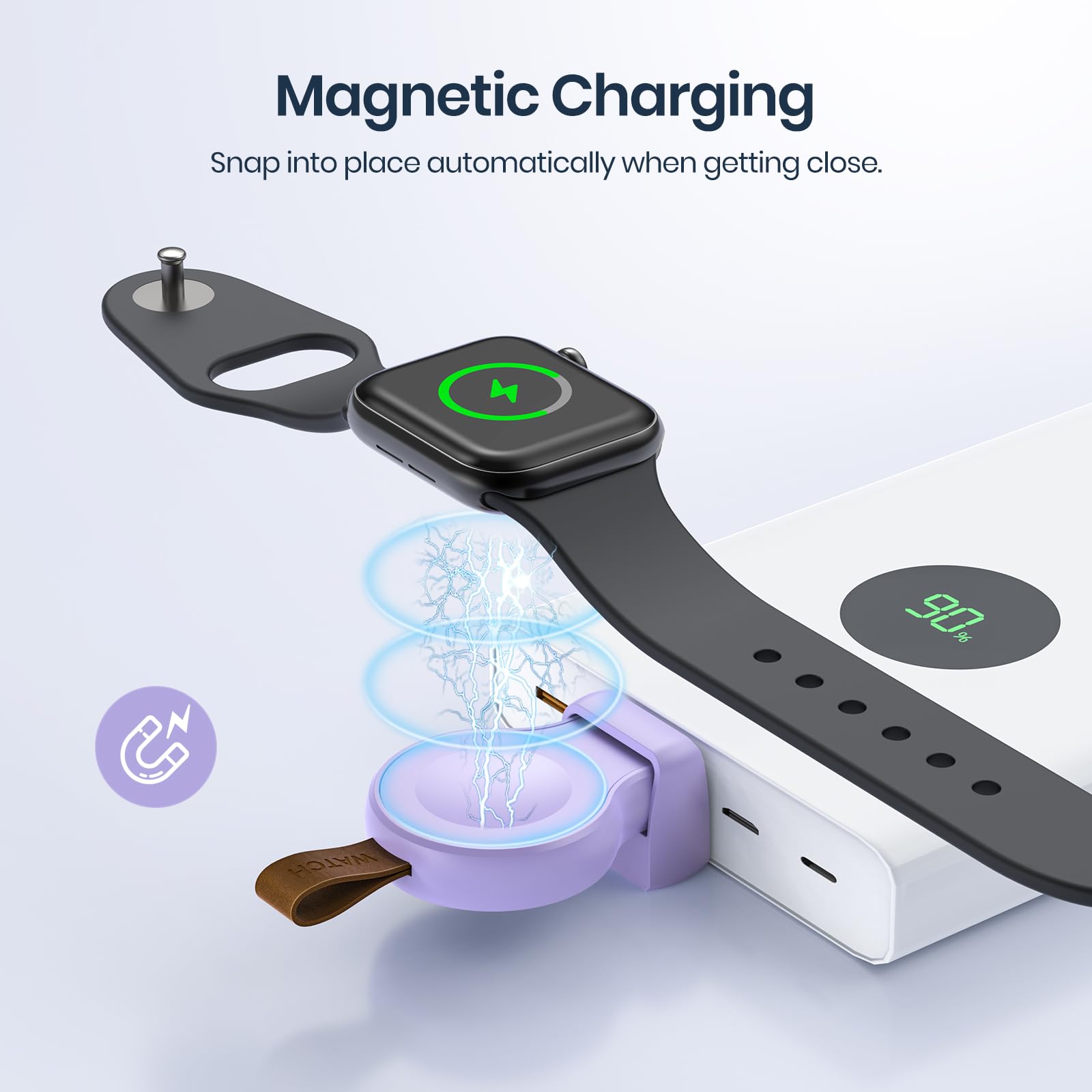 Newdery Charger For Apple Watch Portable Iwatch Usb Wireless Charger, Travel Cordless Charger With Light Weight Magnetic Quick C
