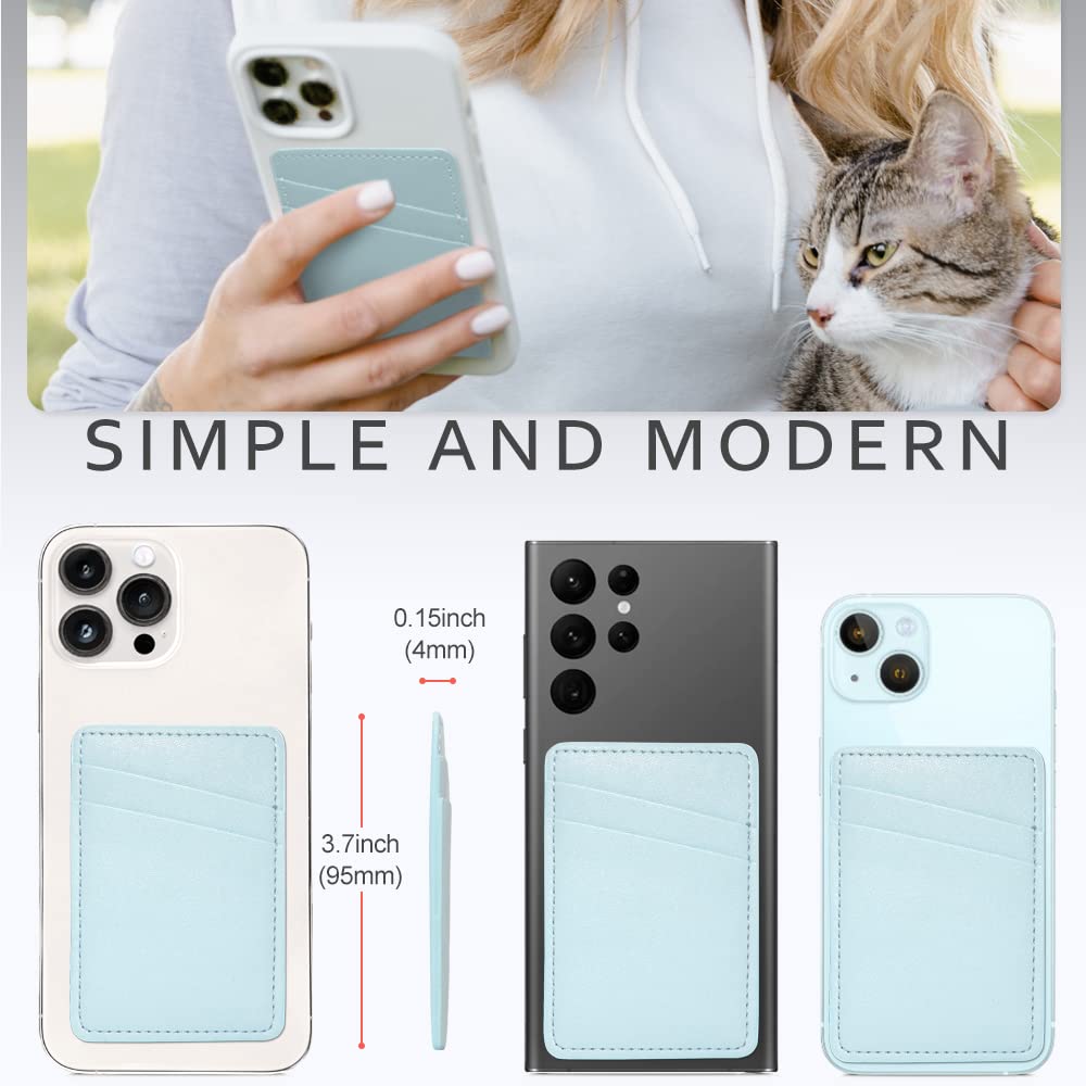 Card Holder For Phone Case, Phone Card Holder Leather, Dual Pocket Phone Wallet Stick On For Iphone, Android Cell Phone   White