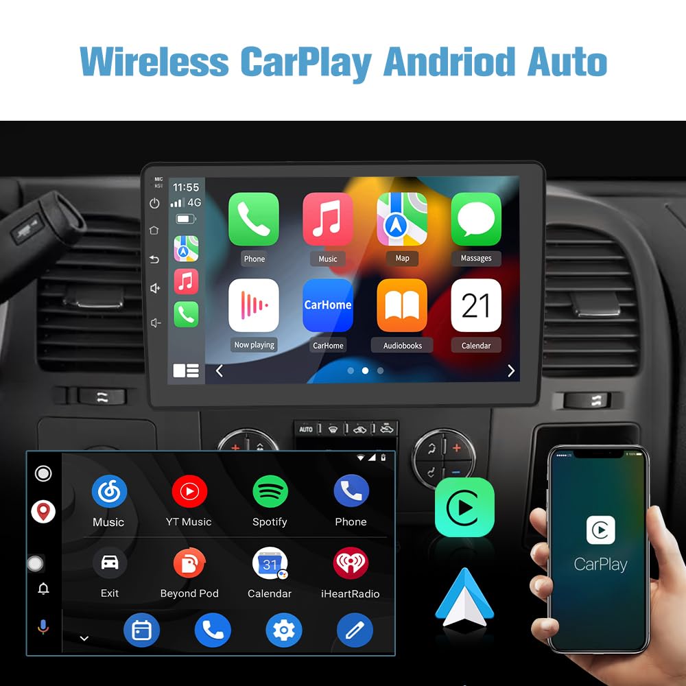 Awesafe Car Radio Stereo For Chevy Chevrolet Silverado Tahoe Equinox Gmc Sierra Yukon With Wireless Carplay Android Auto 10 Inch