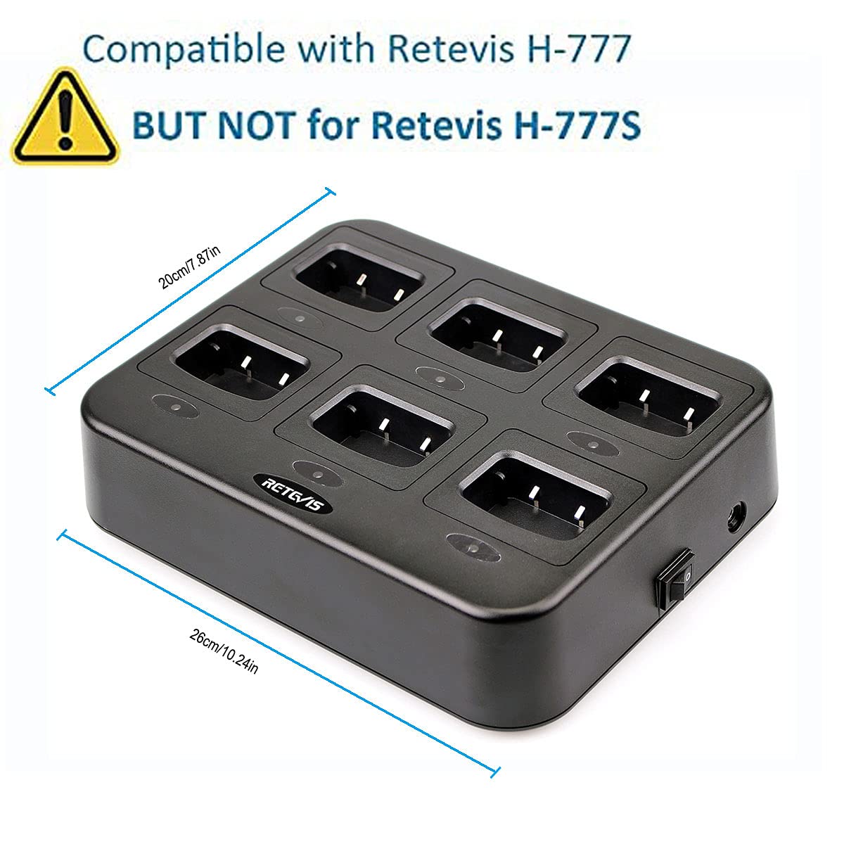 Retevis Six Way Charger Compatible With H 777, H 777H, Baofeng Bf 888S, Bf 88St Two Way Radio And Battery, Multi Unit Walkie Talkie Charger (1 Pack)
