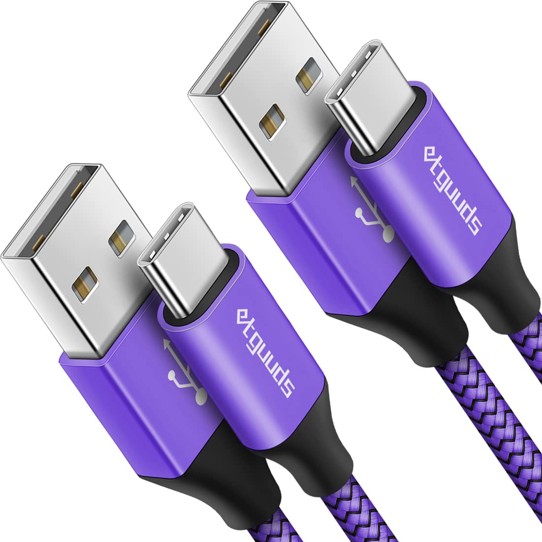 Etguuds 6.6Ft Usb A To Usb C Cable 3A Fast Charging, 2 Pack Usb A To Usb Type C Charger Cord For Iphone 16 15 Pro/Pro Max/Plus, For Samsung Galaxy S24 S23 S22 S21 S20 S10 A55 Flip Note, Moto, Purple