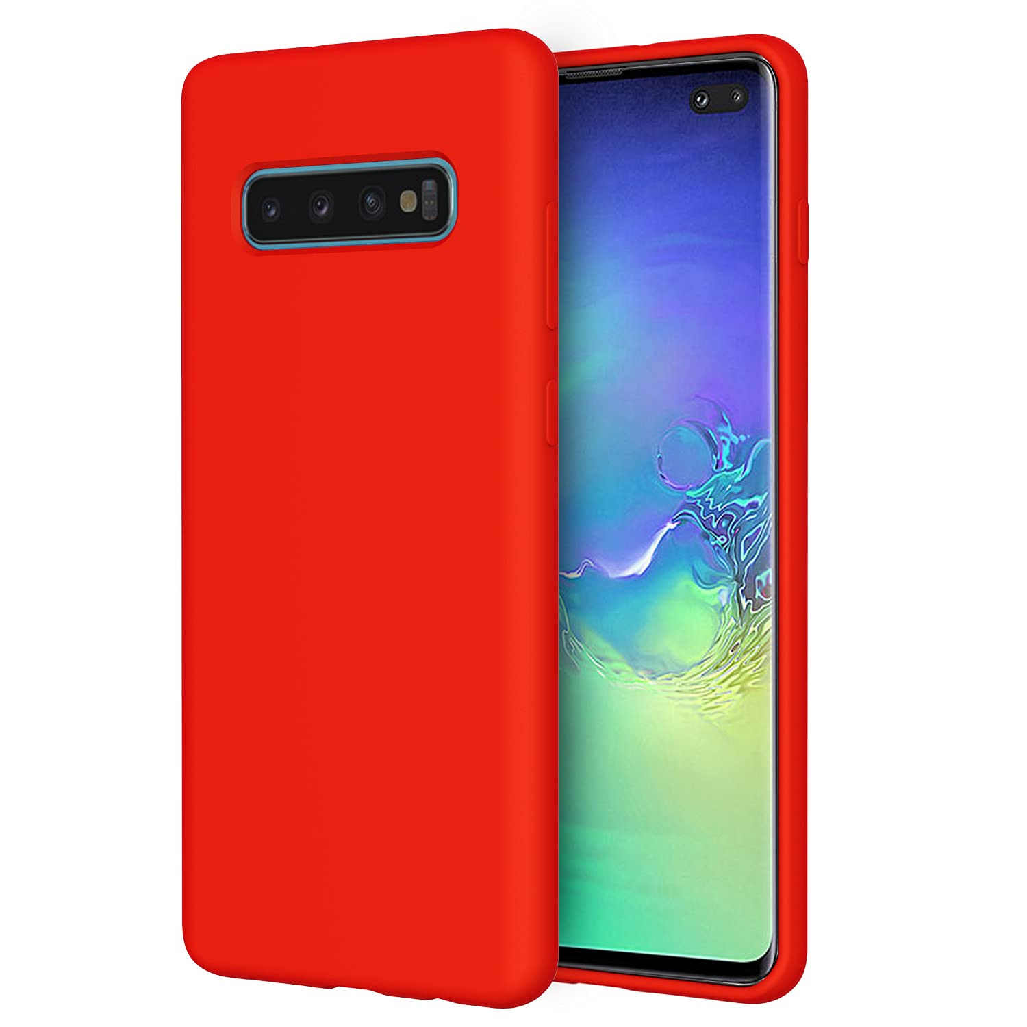 Meifei Galaxy S10 Plus Case, Samsung Galaxy S10 Plus Case Liquid Silicone Case Dual Layer Hybrid Hard Pc Soft Silicone Gel Rubbe