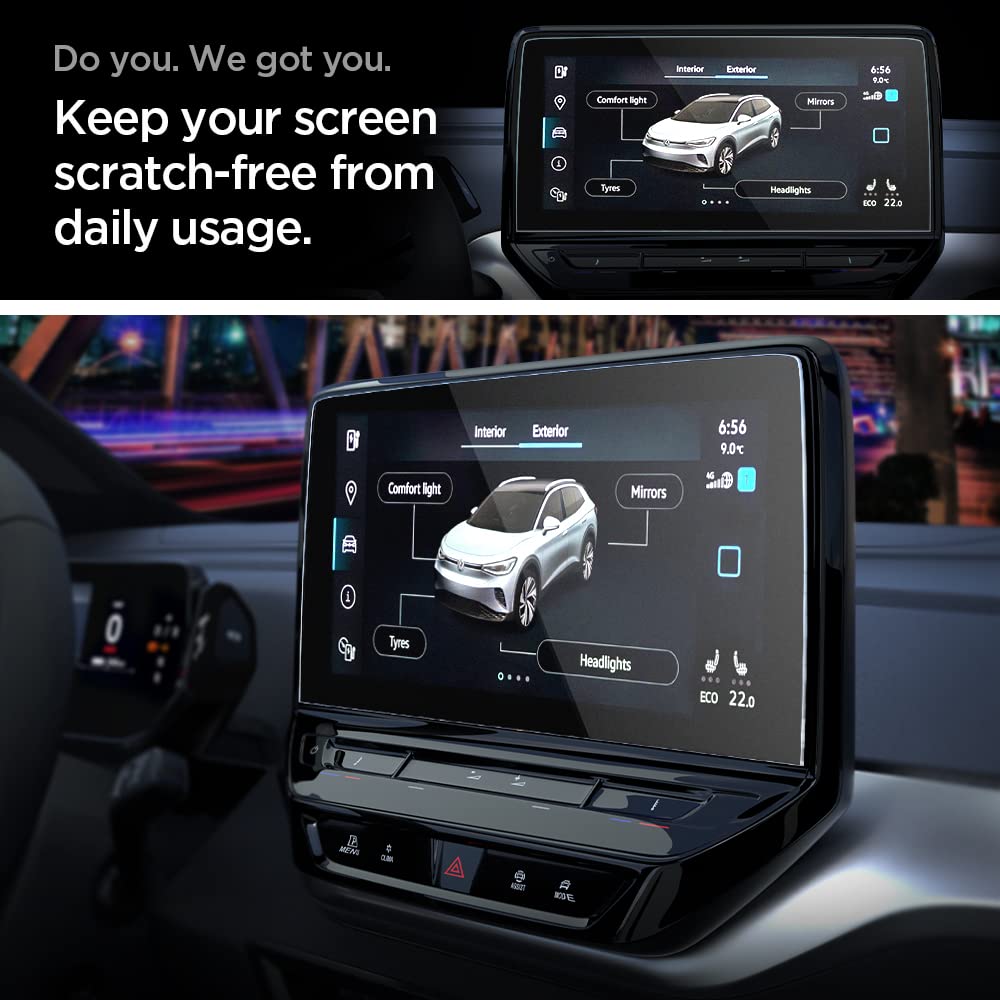 Spigen Tempered Glass Screen Protector [Glastr Ez Fit] Designed For Designed For Volkswagen Id.4 Pro S (2021/2022/2023) 12 Inch Dashboard Touchscreen   Matte/Anti Fingerprint