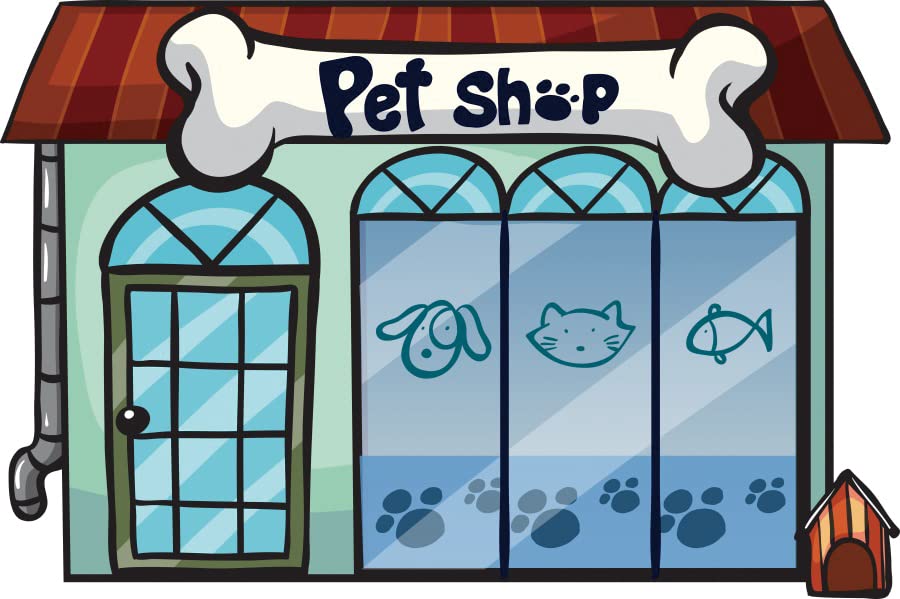 8X6Ft Cartoon Pet Shop Backdrop Pet Shop Storefront Backdrops For Girl Boy 1St Birthday Party Photography Background School Play
