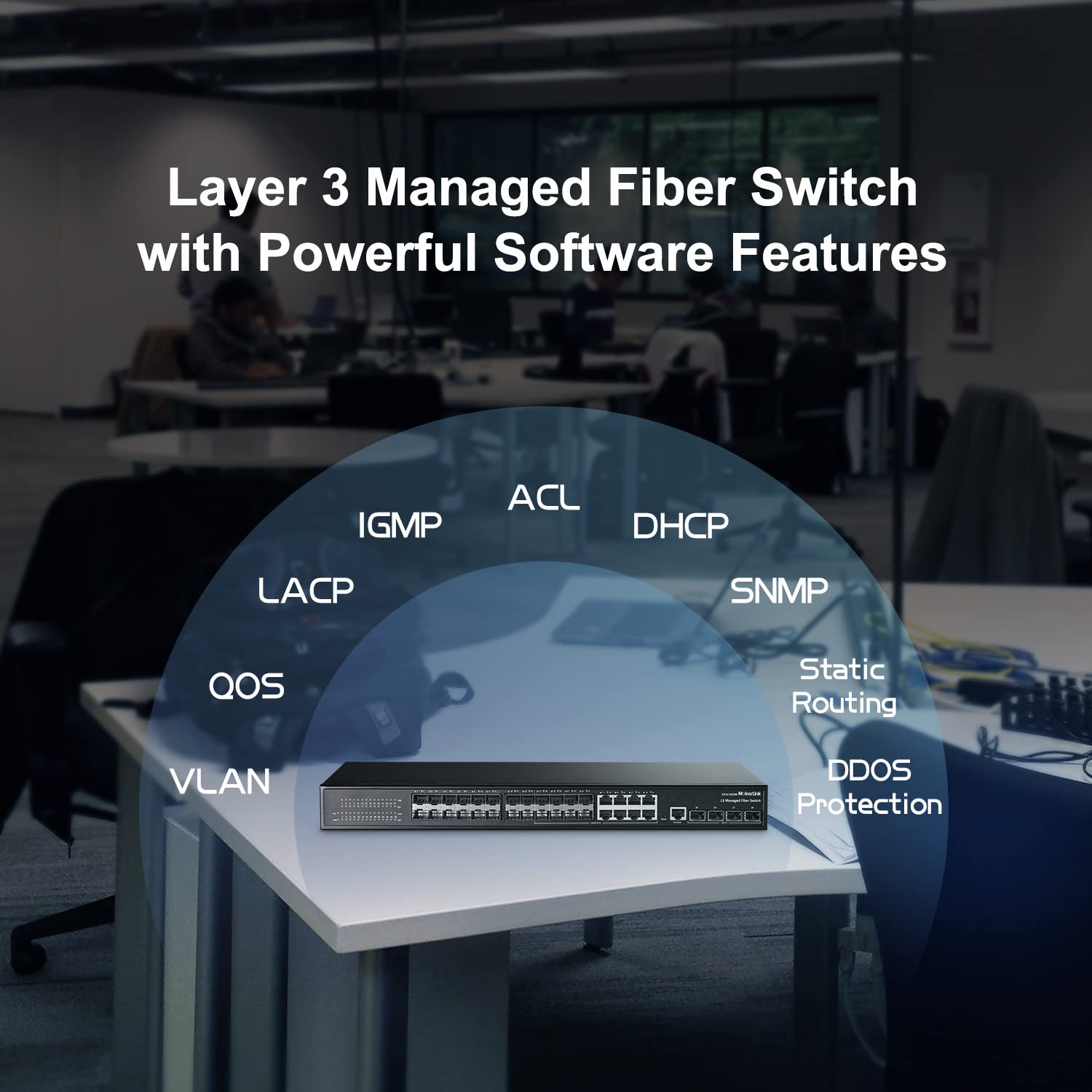 Mokerlink 28 Port Gigabit Managed Fiber Switch, 24 Gigabit Sfp, 8 Ge Combo, 4X10G Sfp+, 1 Console Port, L3 Smart Managed Rackmou