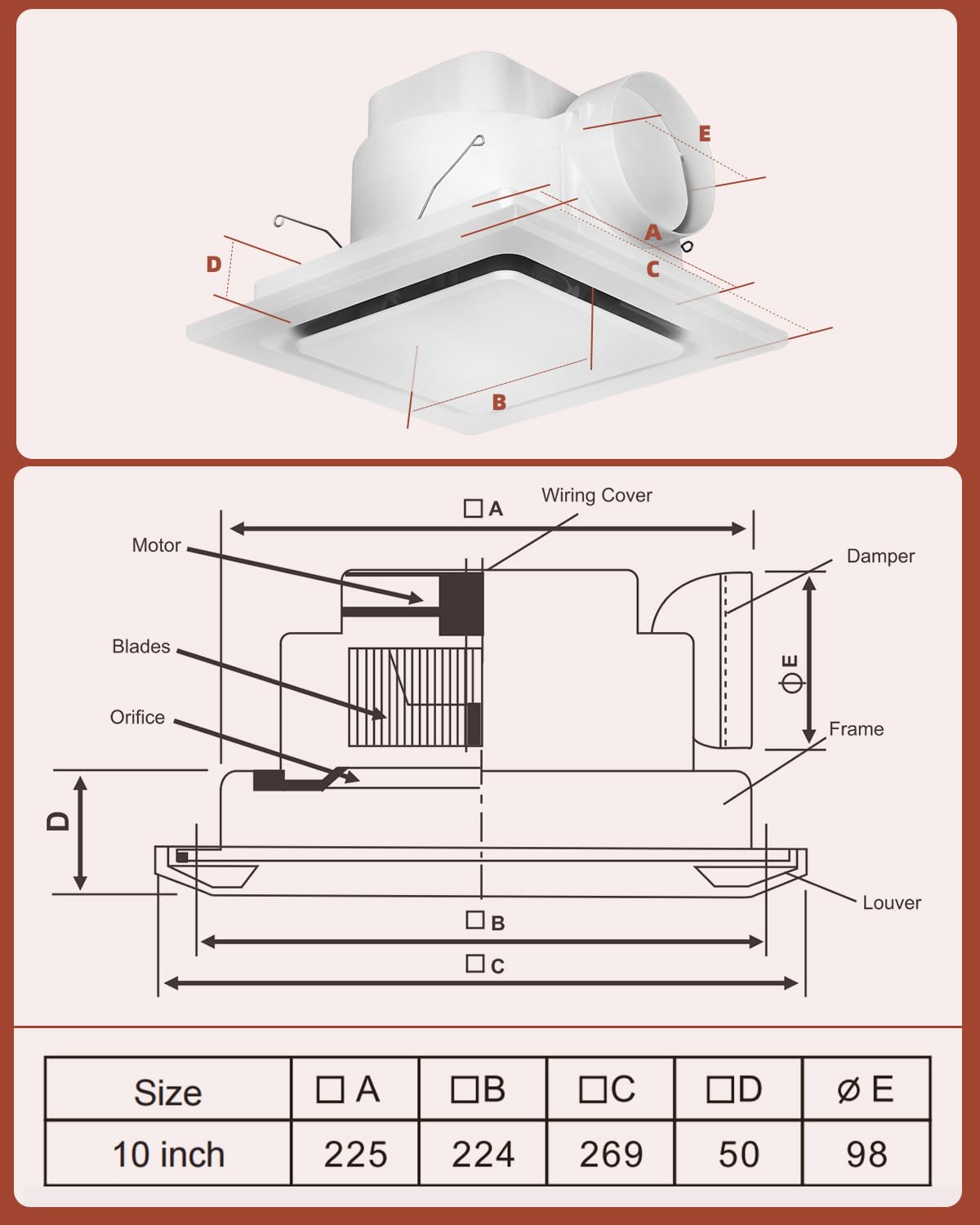 Qnemaei Bathroom Fan, 90Cfm, 1.0 Sone, Quiet, White, Ideal For Hotel, Living Room, 4'' Duct Square