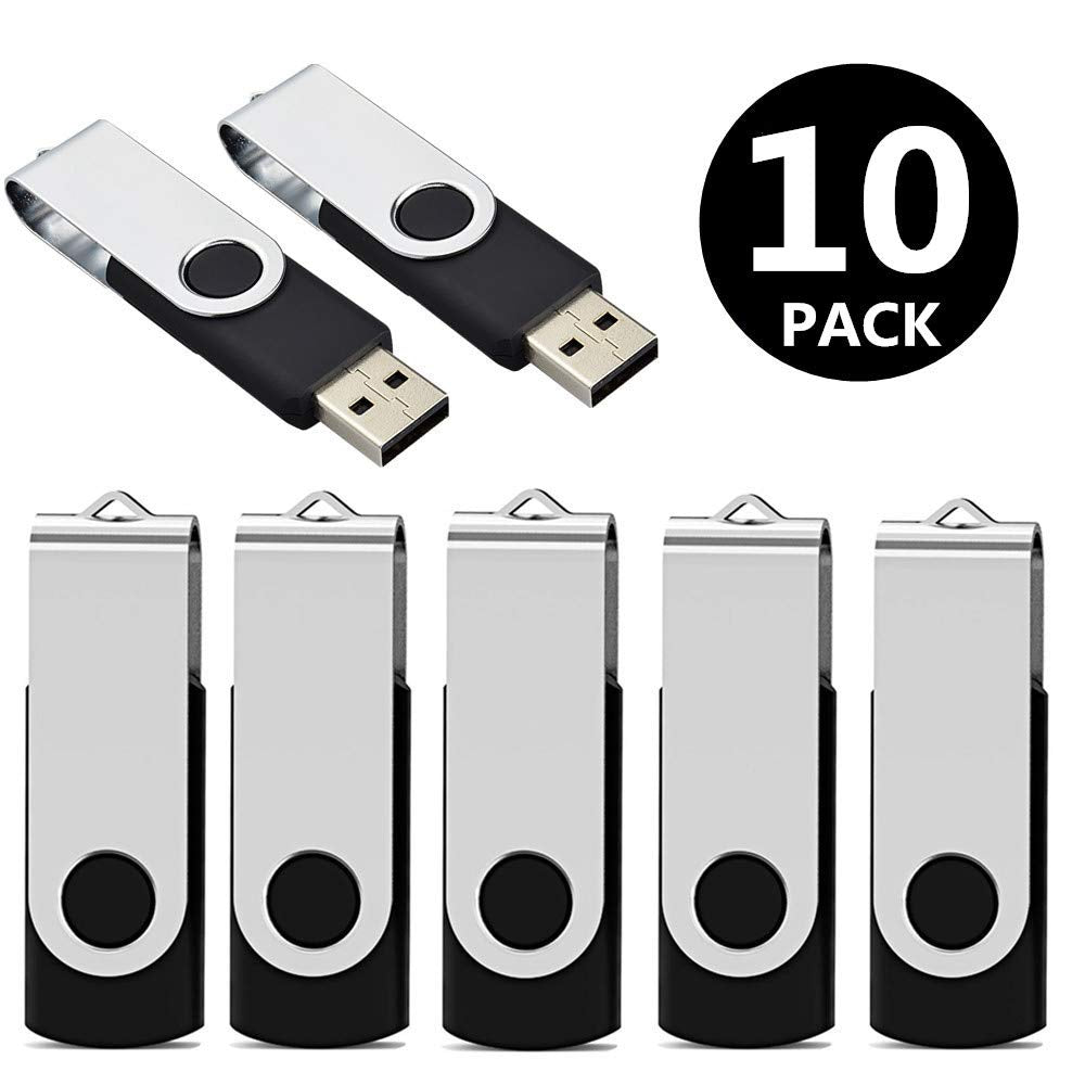 Aiibe 10 Pack 8Gb Usb Flash Drive Flash Drives Usb 2.0 Thumb Drive Memory Stick Zip Drives Bulk (8Gb, 10 Pack, Black)