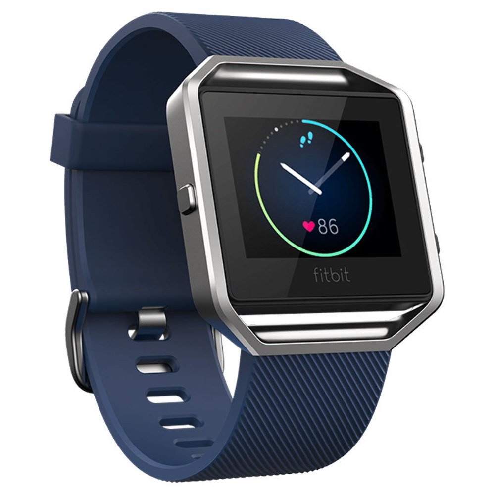 Fitbit Blaze Smart Fitness Watch, Blue, Silver, Large (6.7 - 8.1 Inch) (Us Version)
