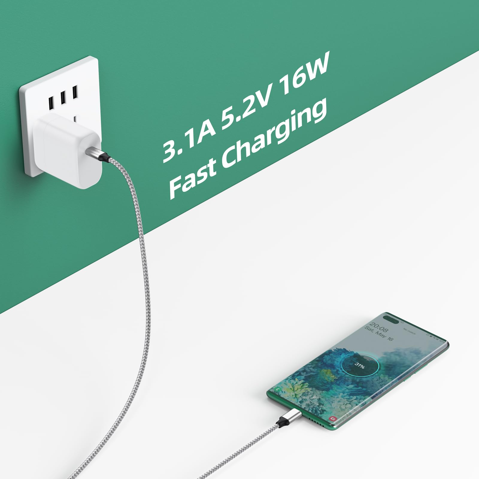 Dteedck Usb C To Micro Usb Cable 1Ft, 16W Charging & 480Mbps Data Transfer Usbc Type C To Microusb Cord Braided Male To Male Usb