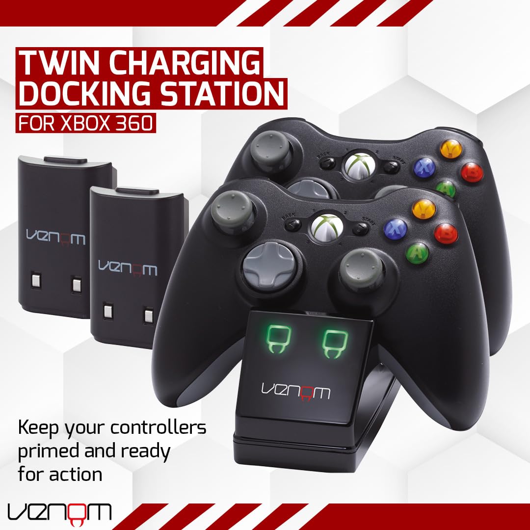 Venom Xbox 360 Twin Docking Station With 2 X Rechargeable Battery Packs: Black (Xbox 360)