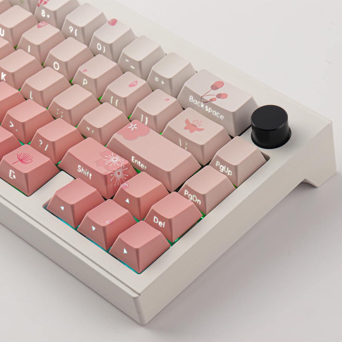 Tsungup Pbt Keycaps Cherry Blossom Keycap Set   Custom Side Printed Pink Keycaps,135 Keys Gradient Keycaps Doubleshot Sakura Key