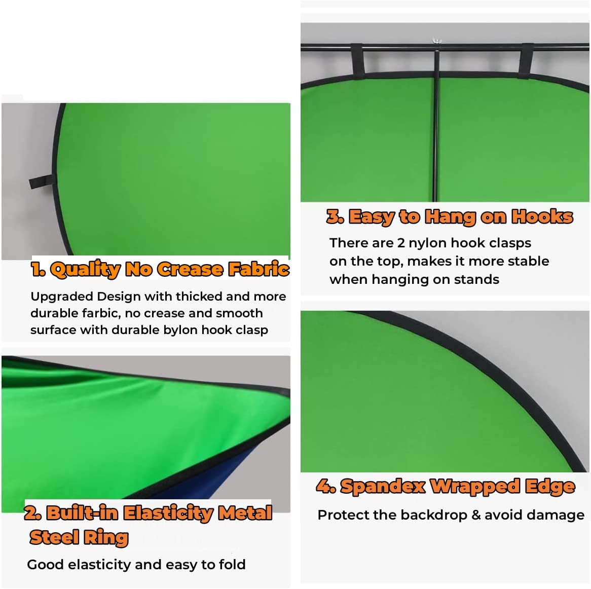 Blue Screen Green Screen Backdrop Double Sided Collapsible Green Screen With Carrying Bag,Portable Pop Up Green Screen Backgroun