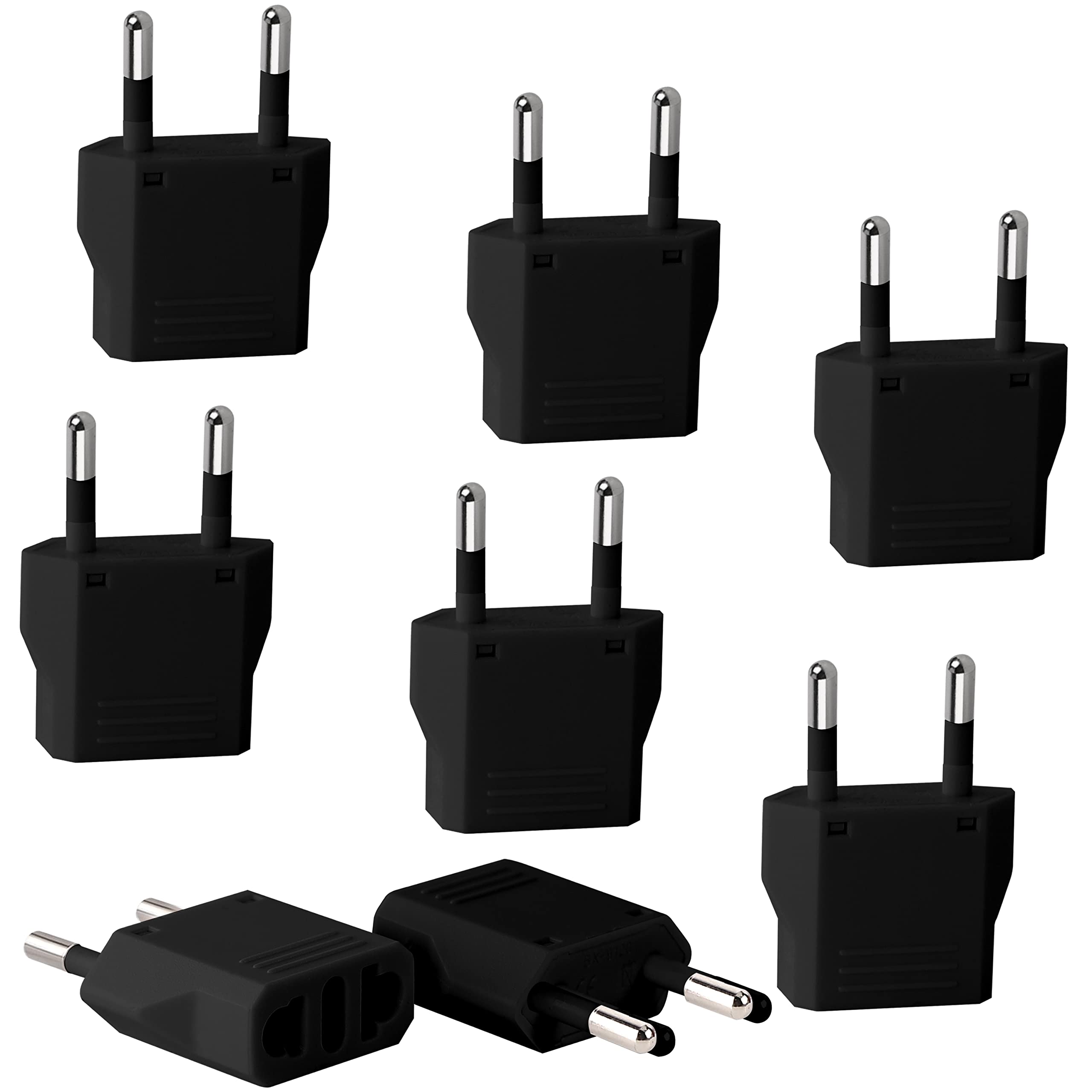Inovat 8 Pcs American Usa To European Outlet Plug Adapter(Upgrade Black)