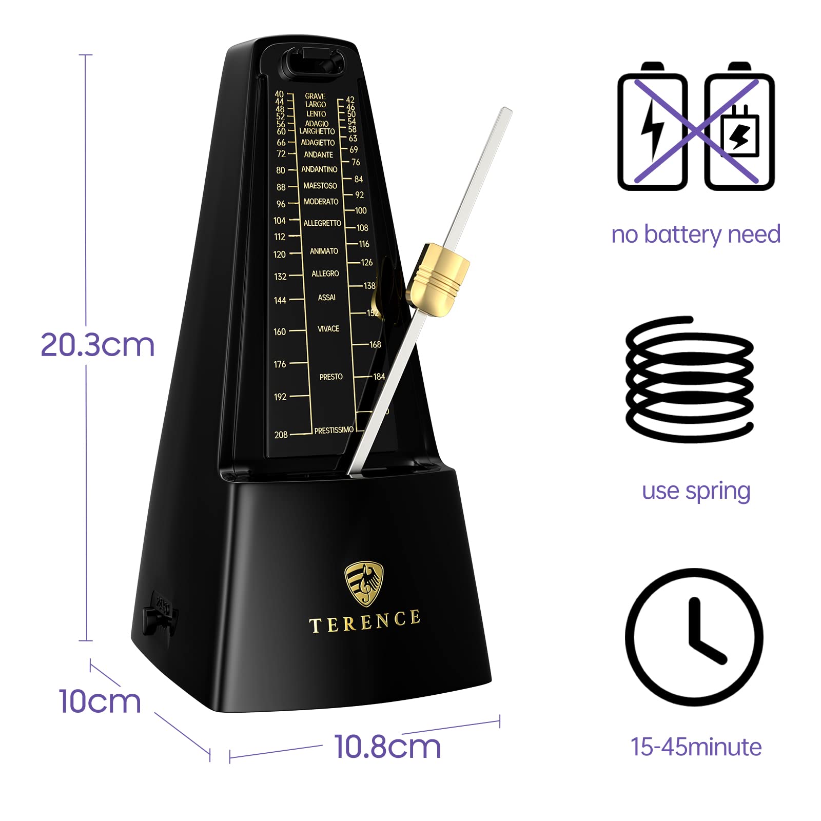 Mechanical Metronome, Universal Metronome For Piano Guitar Violin Drums And Other Instruments, Loud Sound, Accurate Track Beat A