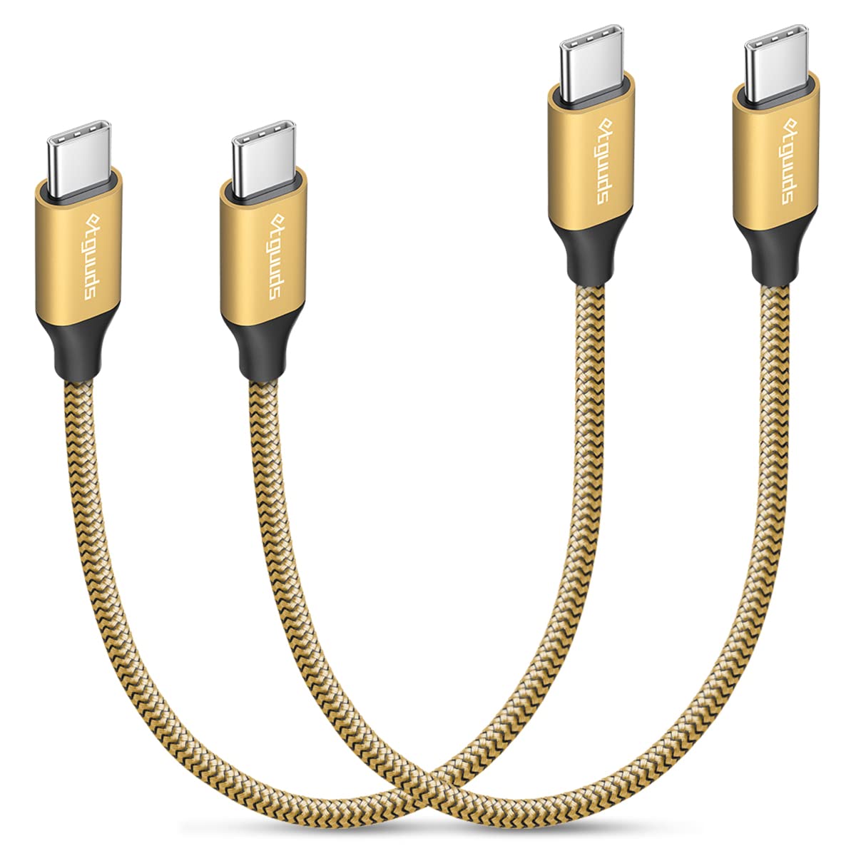 Etguuds Gold Usb C To Usb C Cable 1Ft, 2 Pack 60W Usbc To Usbc Cord, Type C To C Charger Cable Fast Charging For Iphone 16 15 Pro Max Plus, For Samsung Galaxy S24 S23 S22, For Macbook/Ipad, Pixel