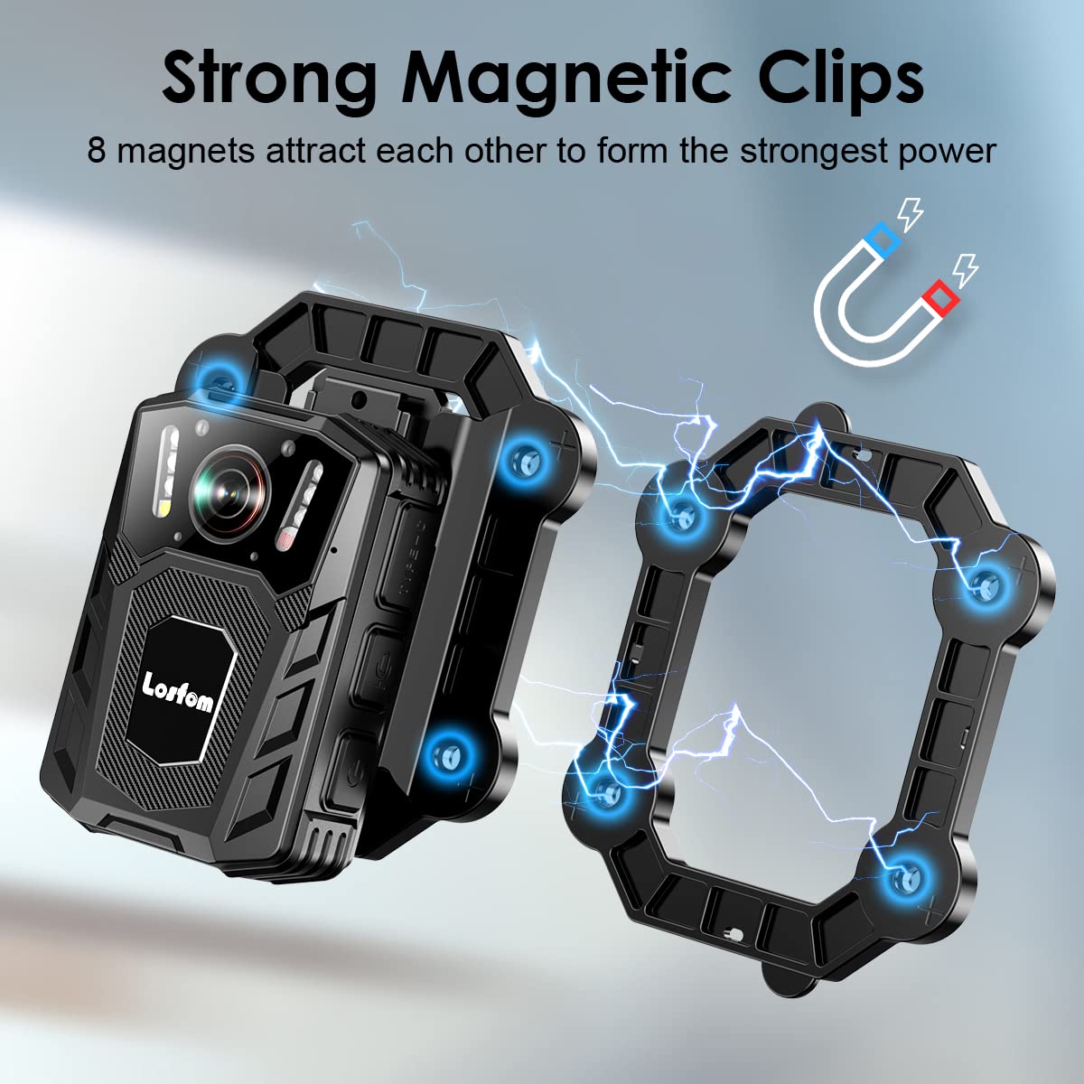 Losfom 8Pcs Magnetic Suction Back Clips For Law Enforcement Cameras, Black