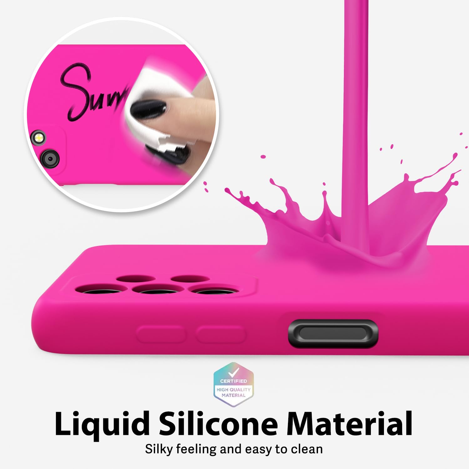 Oakxco For Samsung Galaxy A32 5G Phone Case Liquid Silicone, Fluorescent Bright Solid Color, Cute Thin Slim Soft Rubber Tpu Plai