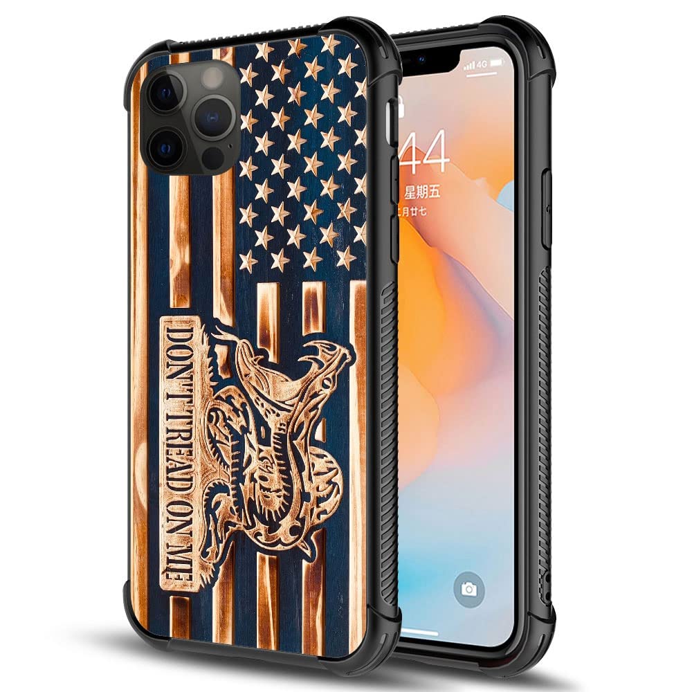 Daizag Compatible With Case For Iphone 13 Mini, Dont Tread On Me Wood Grain American Flag Iphone 13 Mini Cases For Man Woman, Al