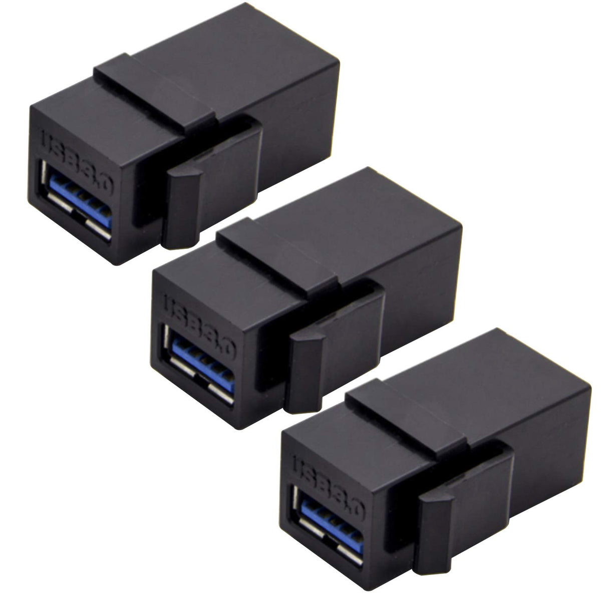 Ayecehi Usb 3.0 Keystone Jack Inserts (3 Pack) Female To Female Adapters Coupler Insert Snap In Connector Socket Adapter Port For Wall Plate Outlet Panel   Black