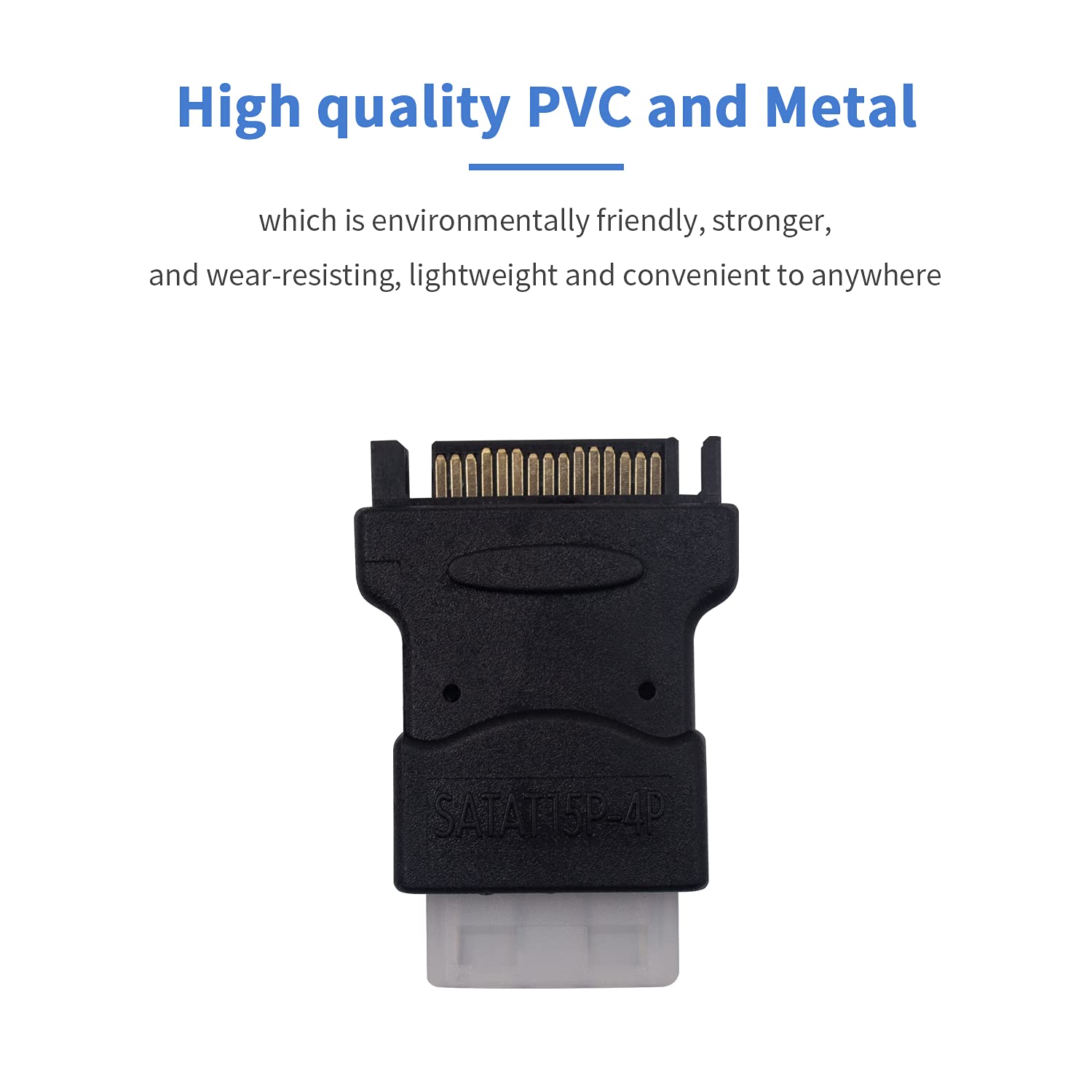 Duttek Sata Male To Molex Female Adapter, Sata To Lp4, Molex To Sata Power Adapter,15Pin Sata Male To 4 Pin Ide Female Adapter C