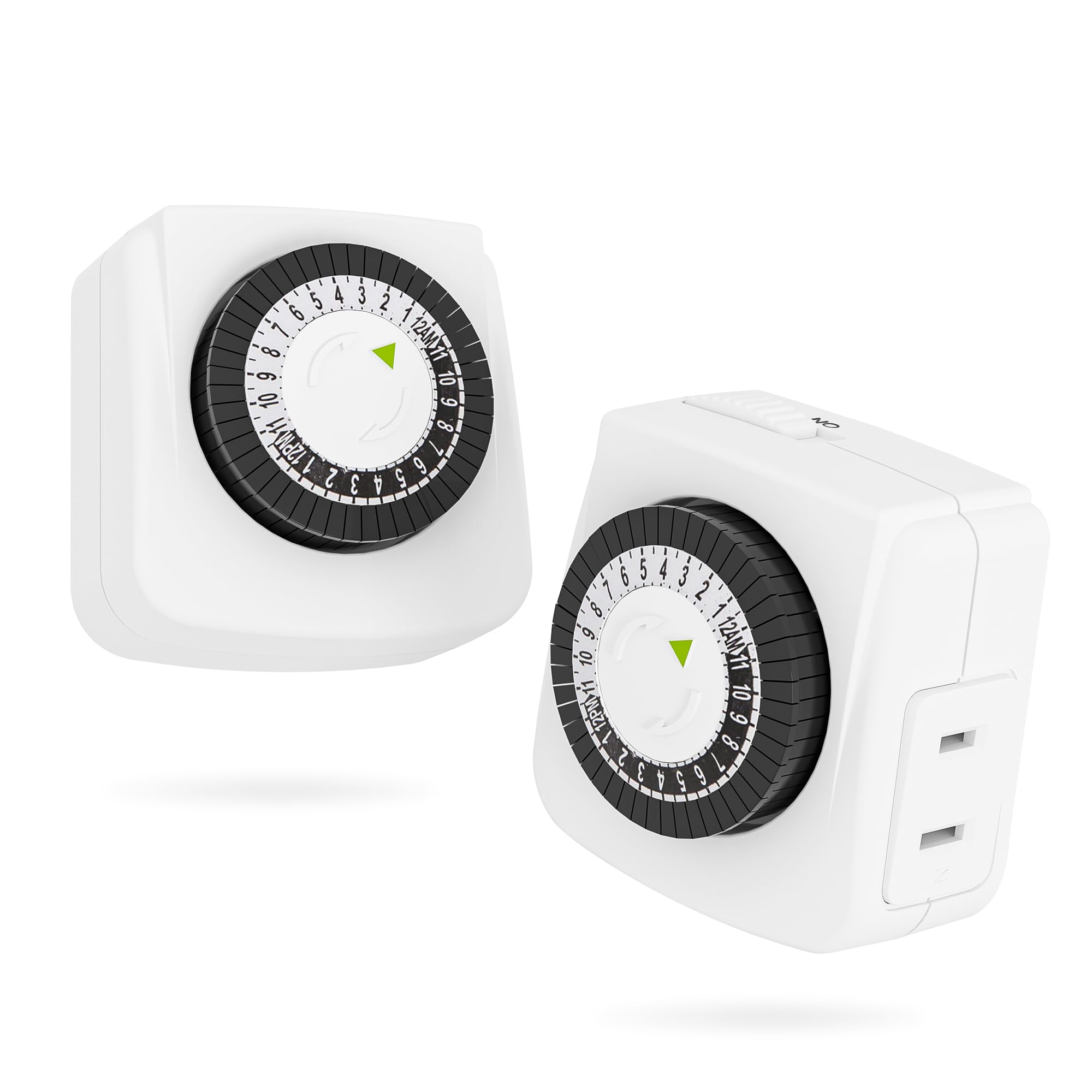 BN-LINK Indoor Timers Plug Mechanical 2 Prong 24-Hour Mini Lamp Timers 2 Pack, for Electrical Outlets, Fish Tank, Fans, LED Ligh